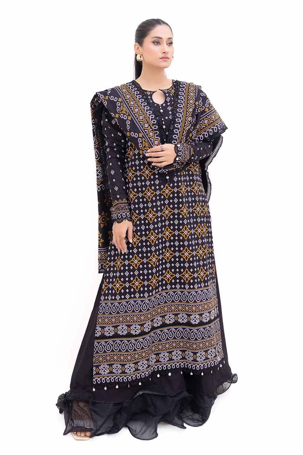 Gul Ahmed | Winter Collection 24 | Light Khaddar Suit K-42003 L - Official Gul Ahmed stockist in UK - Sakeena London