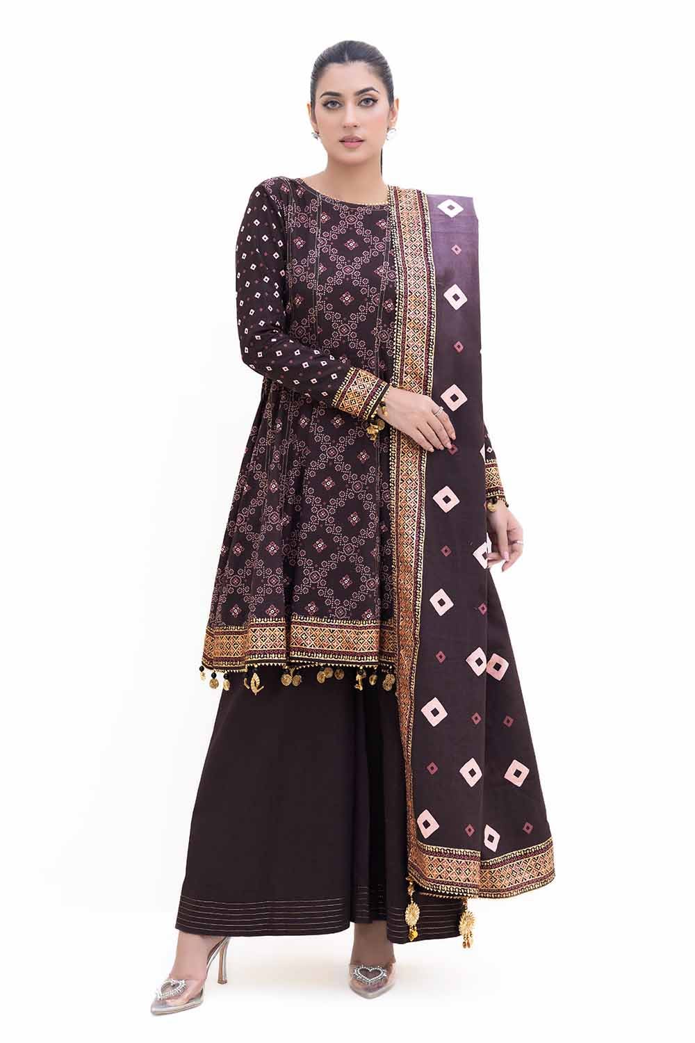 Gul Ahmed | Winter Collection 24 | Khaddar Suit K-42004 T - Official Gul Ahmed stockist in UK - Sakeena London