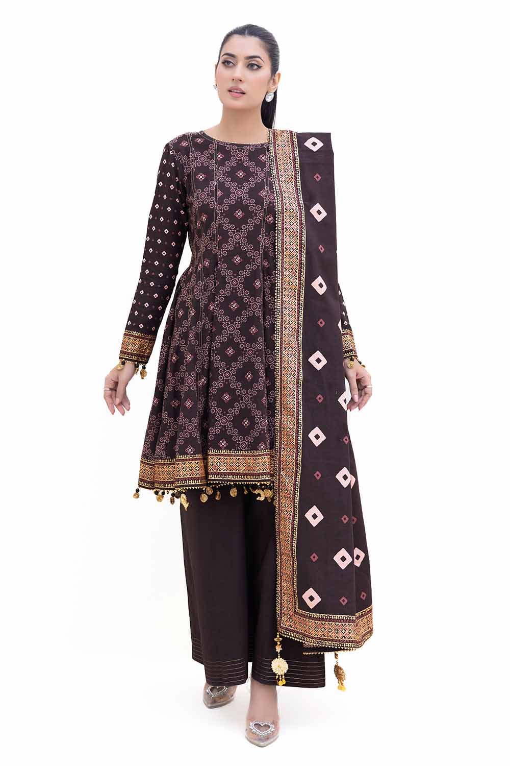 Gul Ahmed | Winter Collection 24 | Khaddar Suit K-42004 T - Official Gul Ahmed stockist in UK - Sakeena London