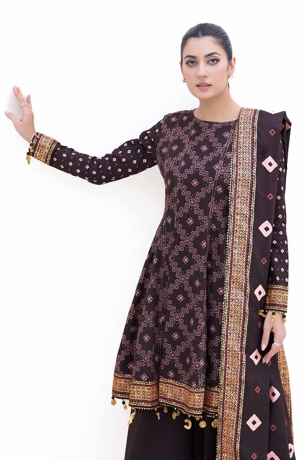 Gul Ahmed | Winter Collection 24 | Khaddar Suit K-42004 T - Official Gul Ahmed stockist in UK - Sakeena London