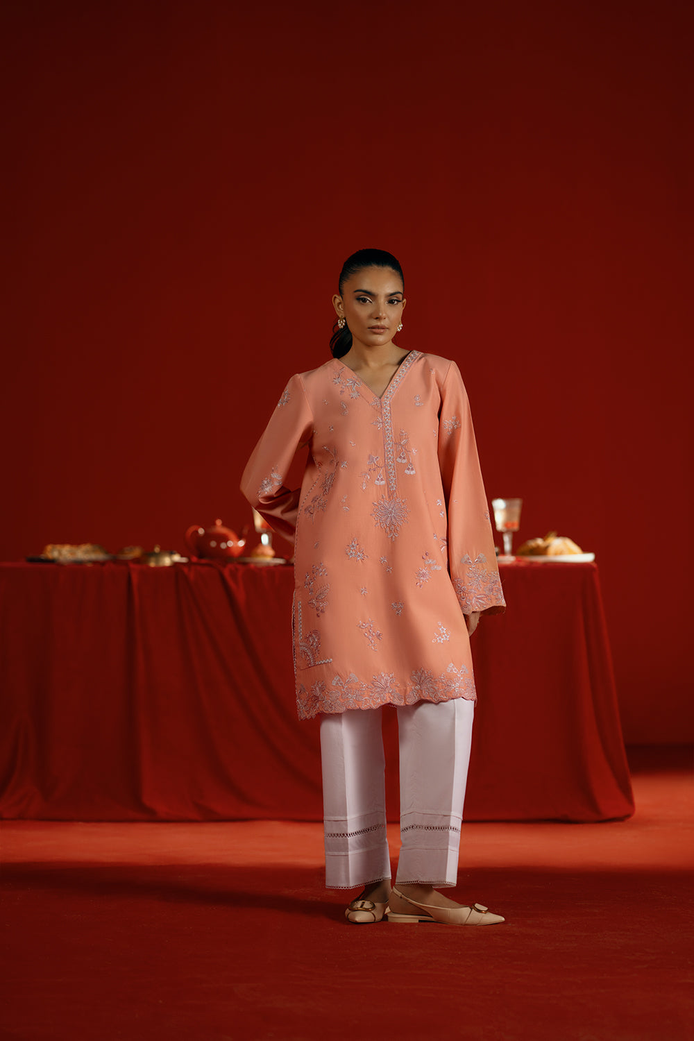 Saira Rizwan | Joolie Co ords | JOOLIE PEACH - JBP25-05 - Official Sakeena London stockist in UK - Sakeena London