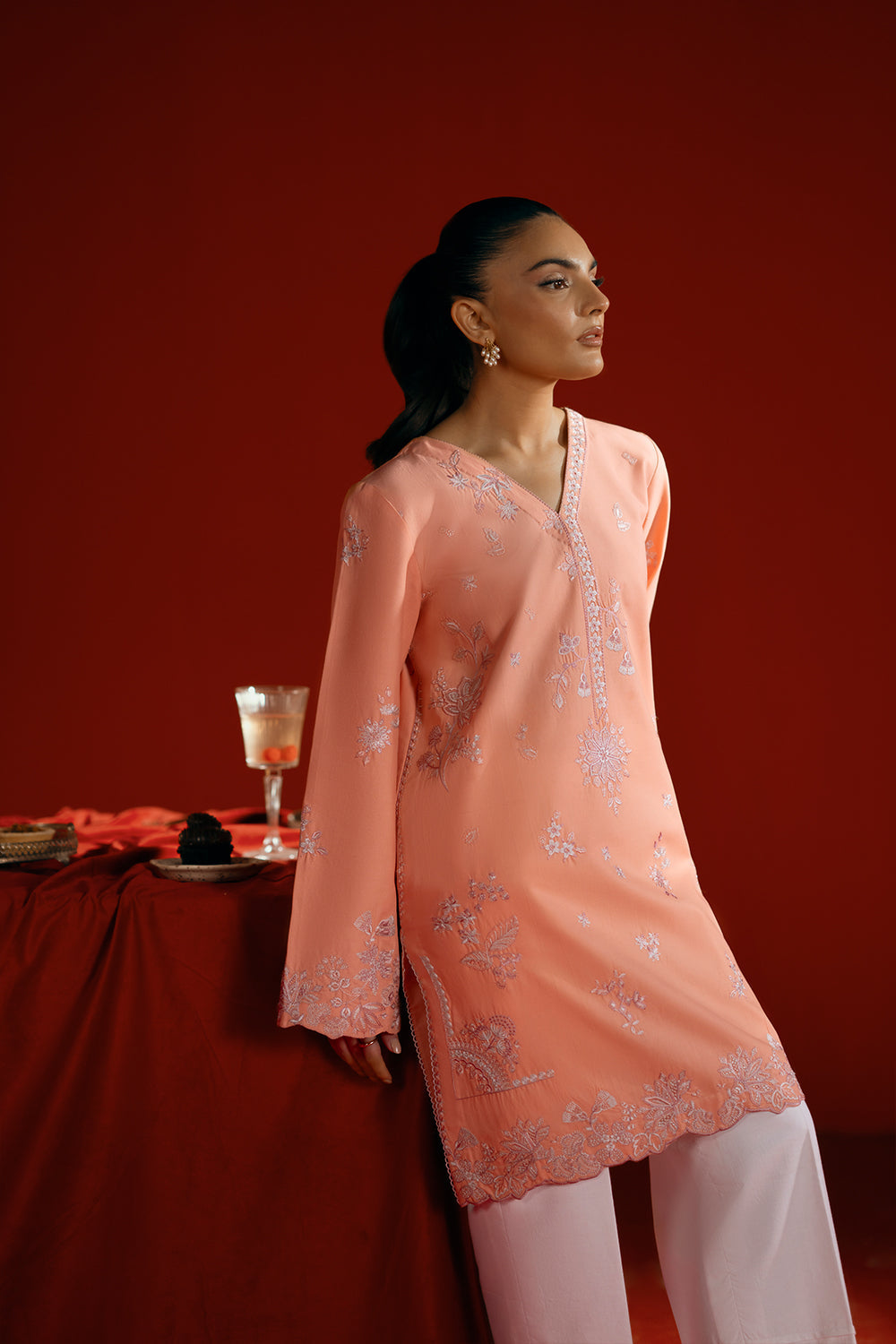 Saira Rizwan | Joolie Co ords | JOOLIE PEACH - JBP25-05 - Official Sakeena London stockist in UK - Sakeena London