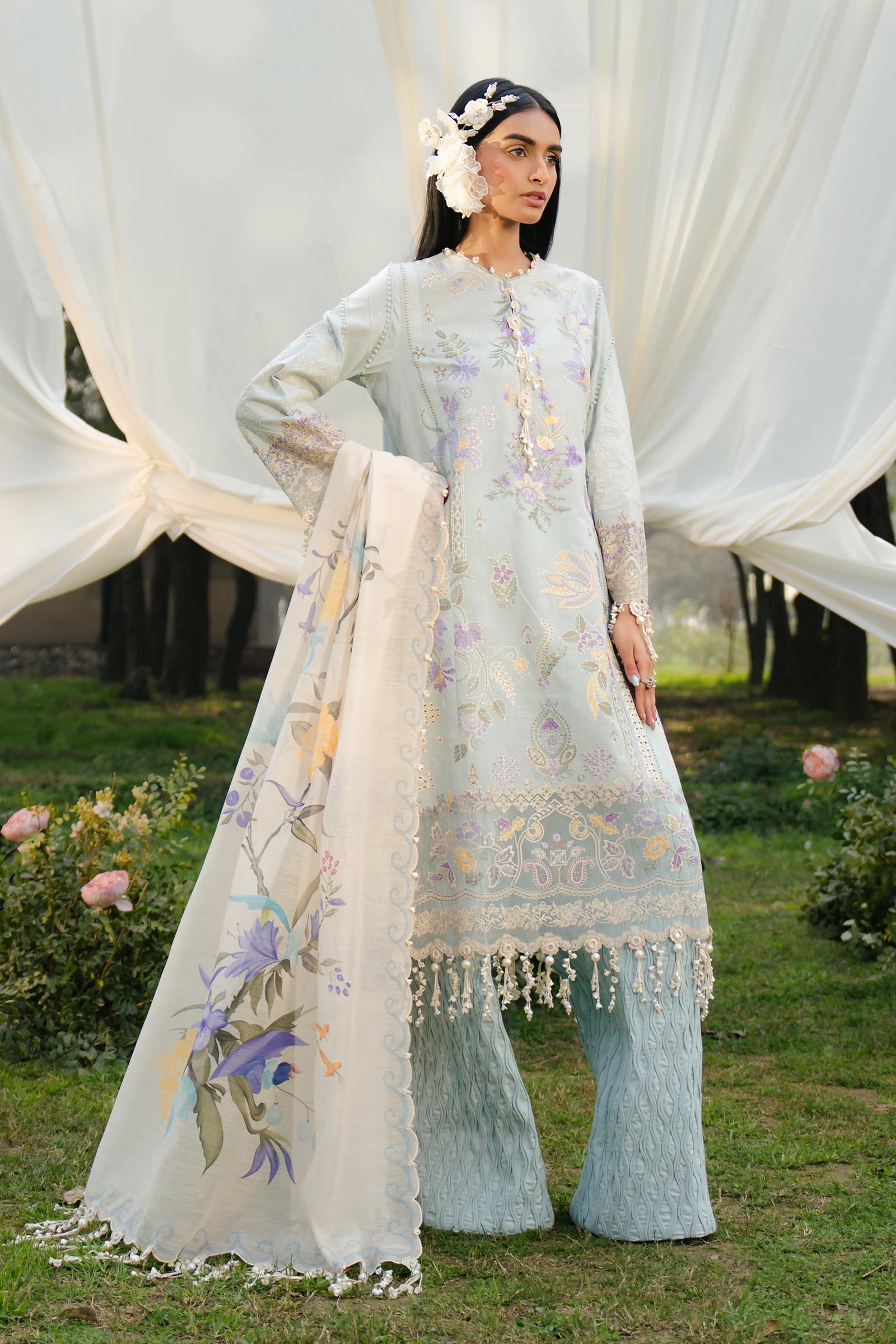 Sana Safinaz | Luxury Lawn 25 | L251-003B-3DI - Official Sana Safinaz stockist in UK - Sakeena London