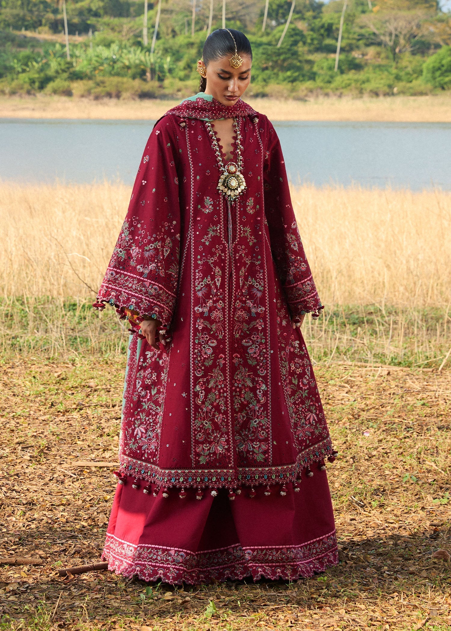 Hussain Rehar | Luxury Lawn 25 | Mahogany - Official Hussain Rehar stockist in UK - Sakeena London