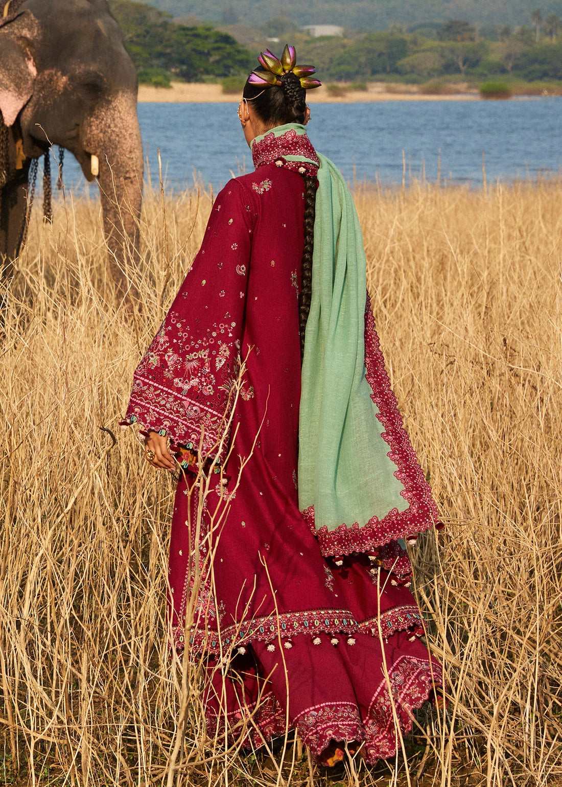 Hussain Rehar | Luxury Lawn 25 | Mahogany - Official Hussain Rehar stockist in UK - Sakeena London