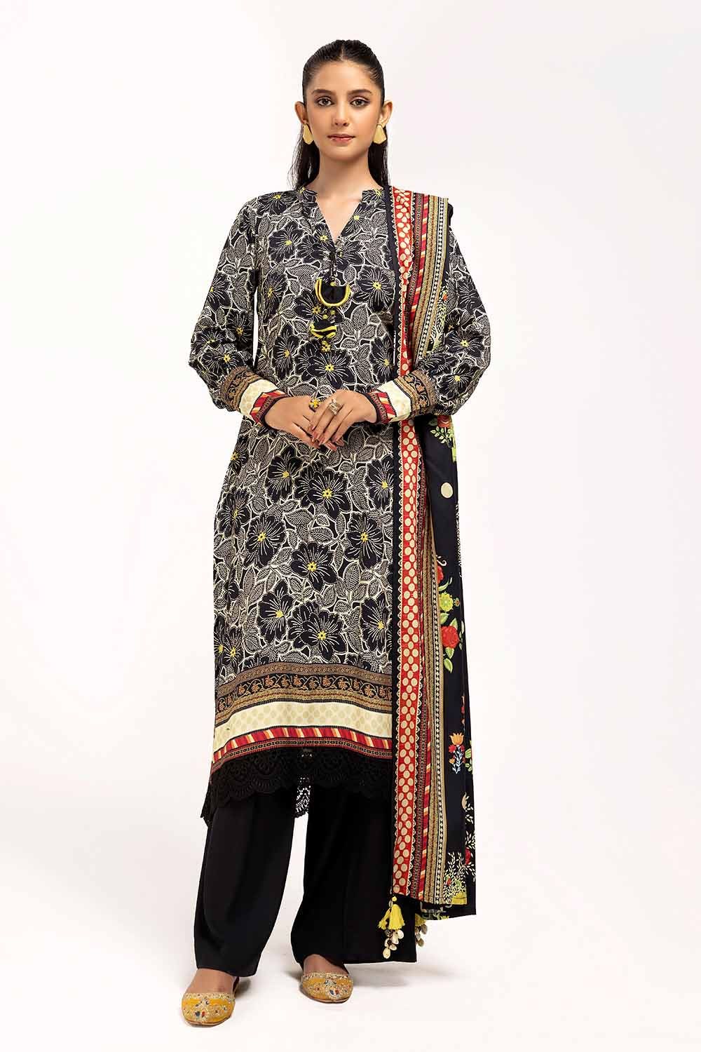 Gul Ahmed | Winter Collection 24 | Linen Suit LT-42001 - Official Gul Ahmed stockist in UK - Sakeena London
