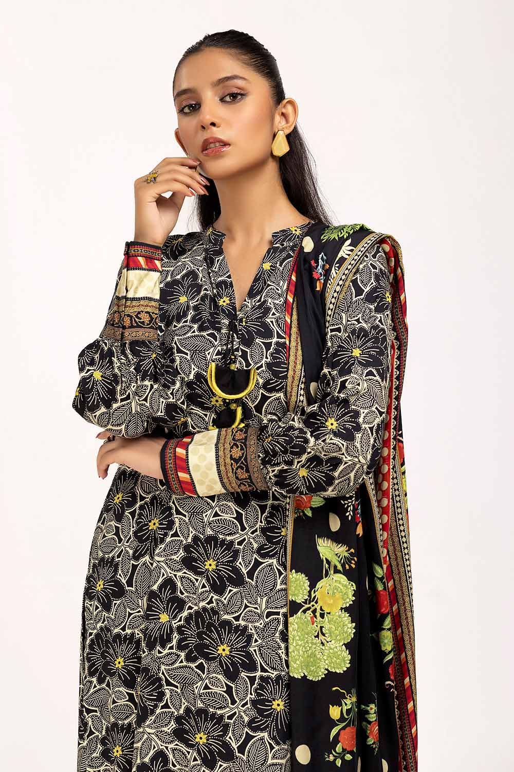 Gul Ahmed | Winter Collection 24 | Linen Suit LT-42001 - Official Gul Ahmed stockist in UK - Sakeena London