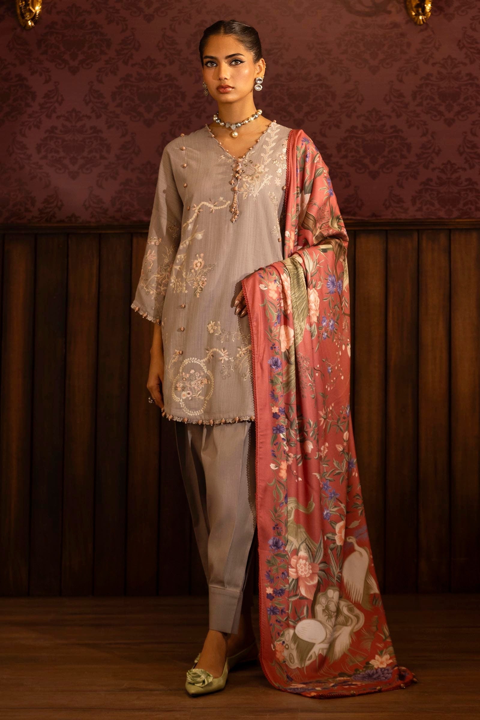 Sana Safinaz | Muzlin Winter 2024 | M243-006B-3AP - Official Sana Safinaz stockist in UK - Sakeena London