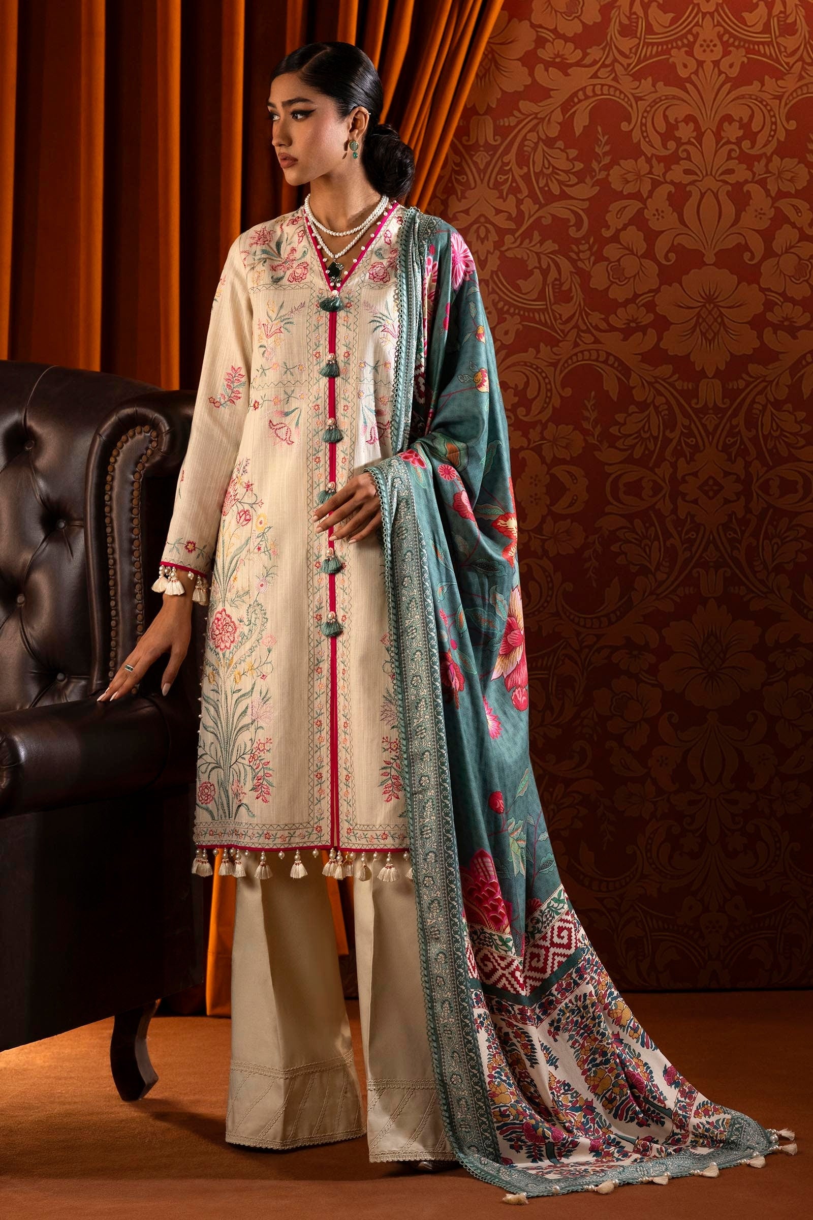 Sana Safinaz | Muzlin Winter 2024 | M243-010A-3AP - Official Sana Safinaz stockist in UK - Sakeena London