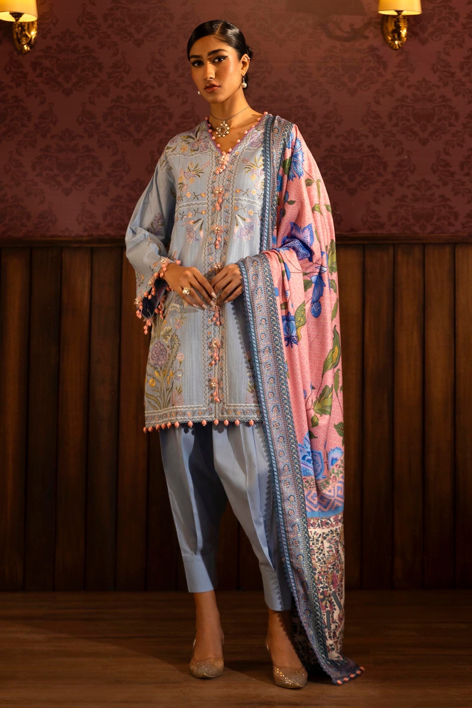 Sana Safinaz | Muzlin Winter 2024 | M243-010B-3AP - Official Sana Safinaz stockist in UK - Sakeena London