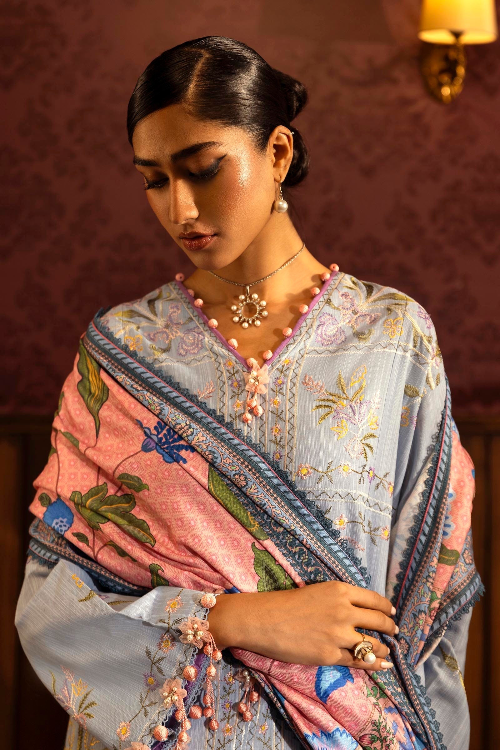 Sana Safinaz | Muzlin Winter 2024 | M243-010B-3AP - Official Sana Safinaz stockist in UK - Sakeena London