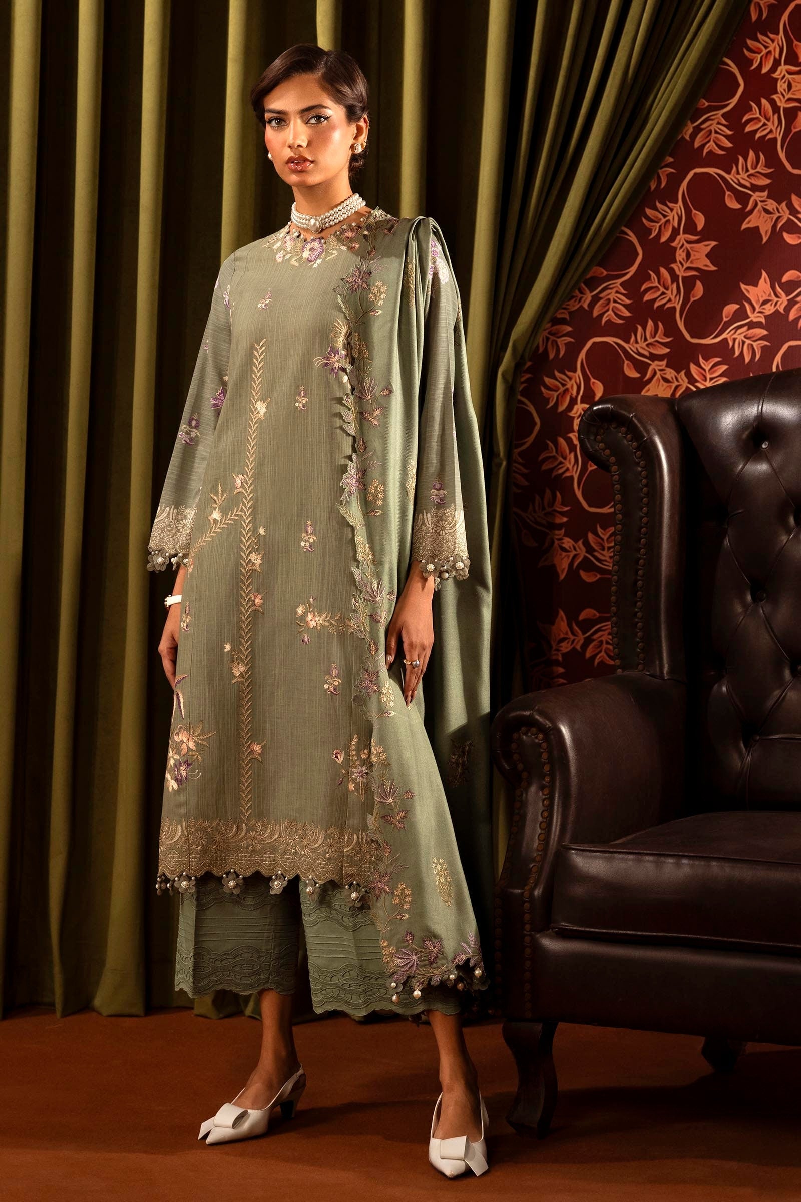Sana Safinaz | Muzlin Winter 2024 | M243-011A-3CP - Official Sana Safinaz stockist in UK - Sakeena London