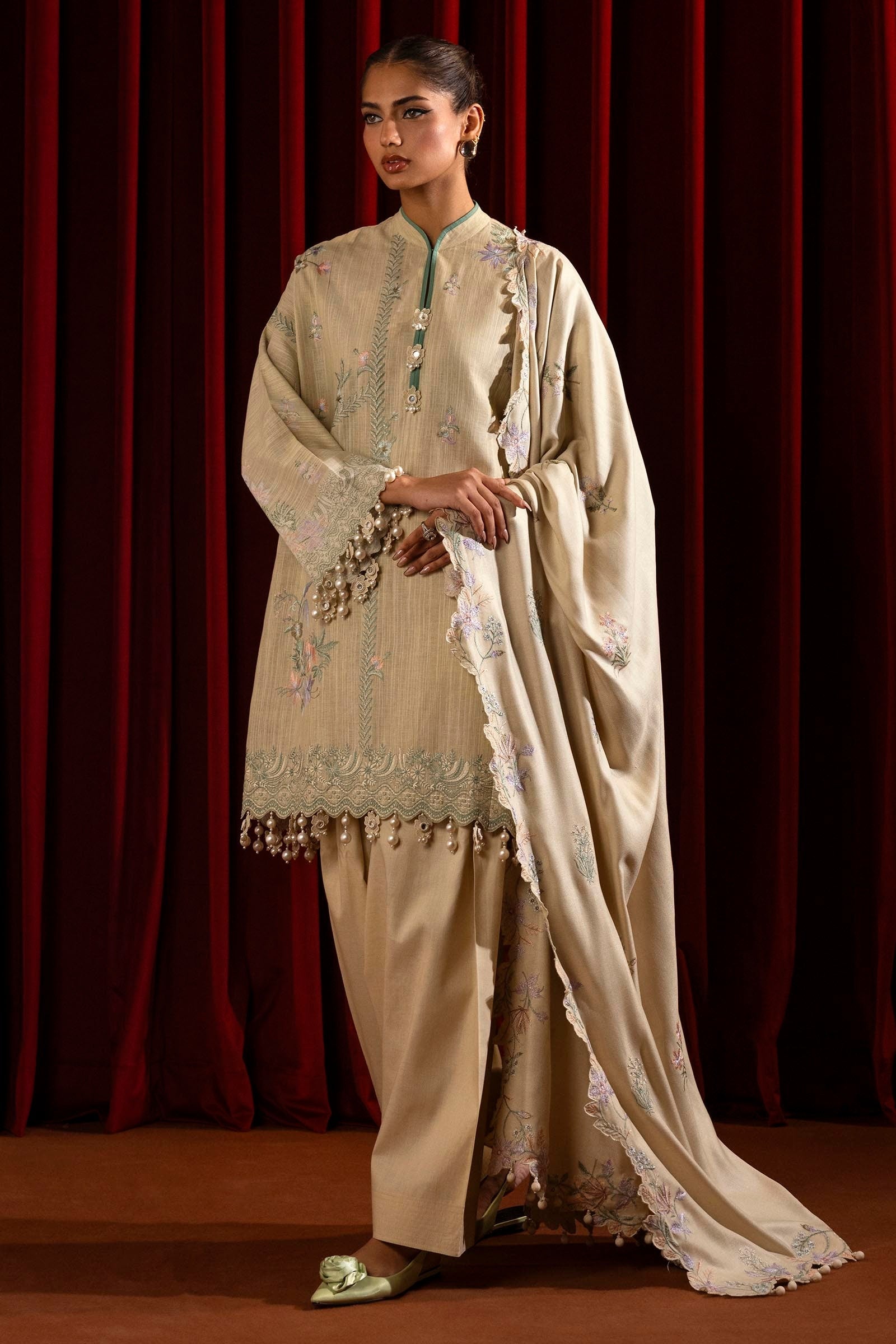 Sana Safinaz | Muzlin Winter 2024 | M243-011B-3CP - Official Sana Safinaz stockist in UK - Sakeena London