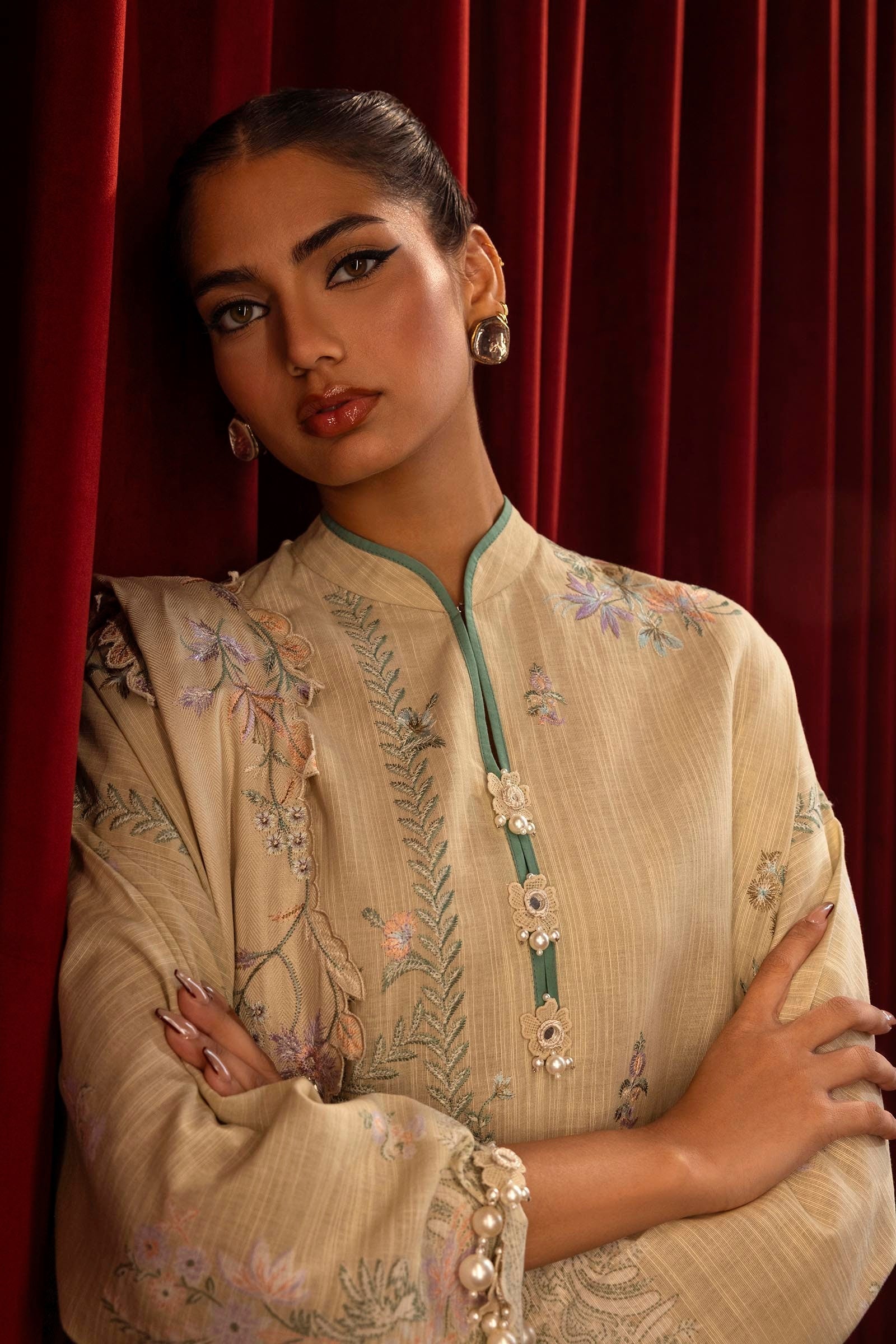 Sana Safinaz | Muzlin Winter 2024 | M243-011B-3CP - Official Sana Safinaz stockist in UK - Sakeena London