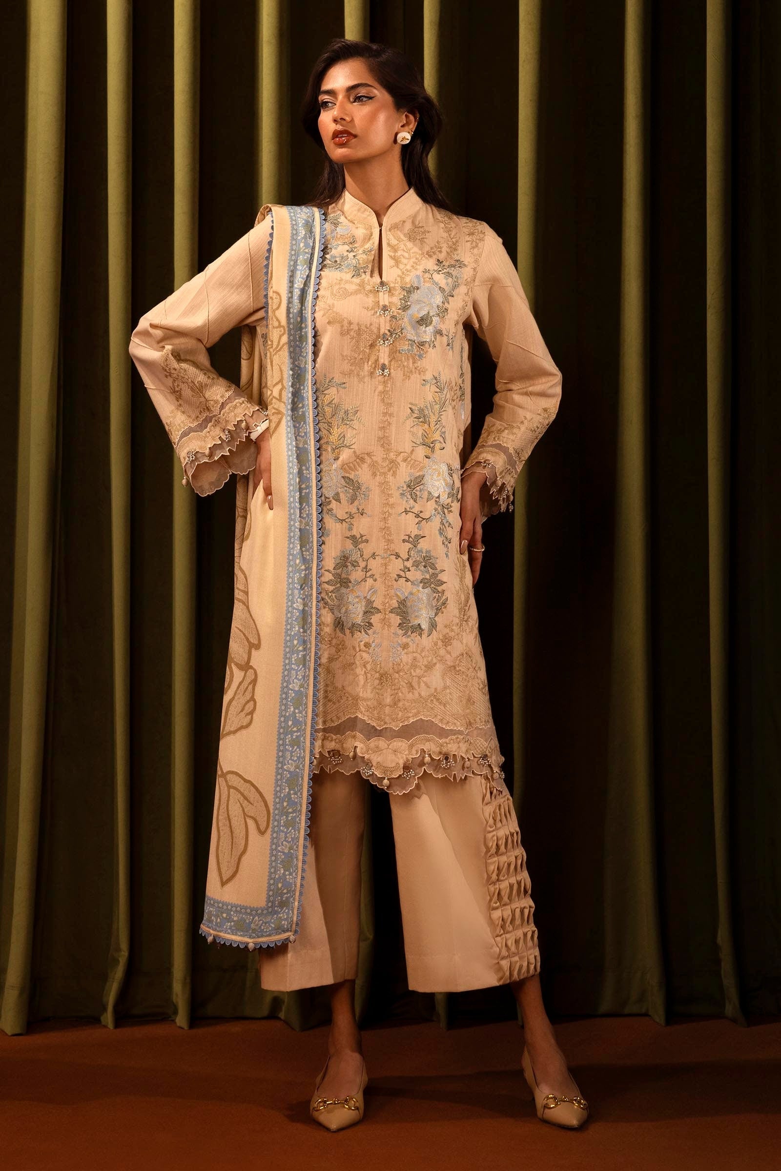Sana Safinaz | Muzlin Winter 2024 | M243-012A-3AP - Official Sana Safinaz stockist in UK - Sakeena London