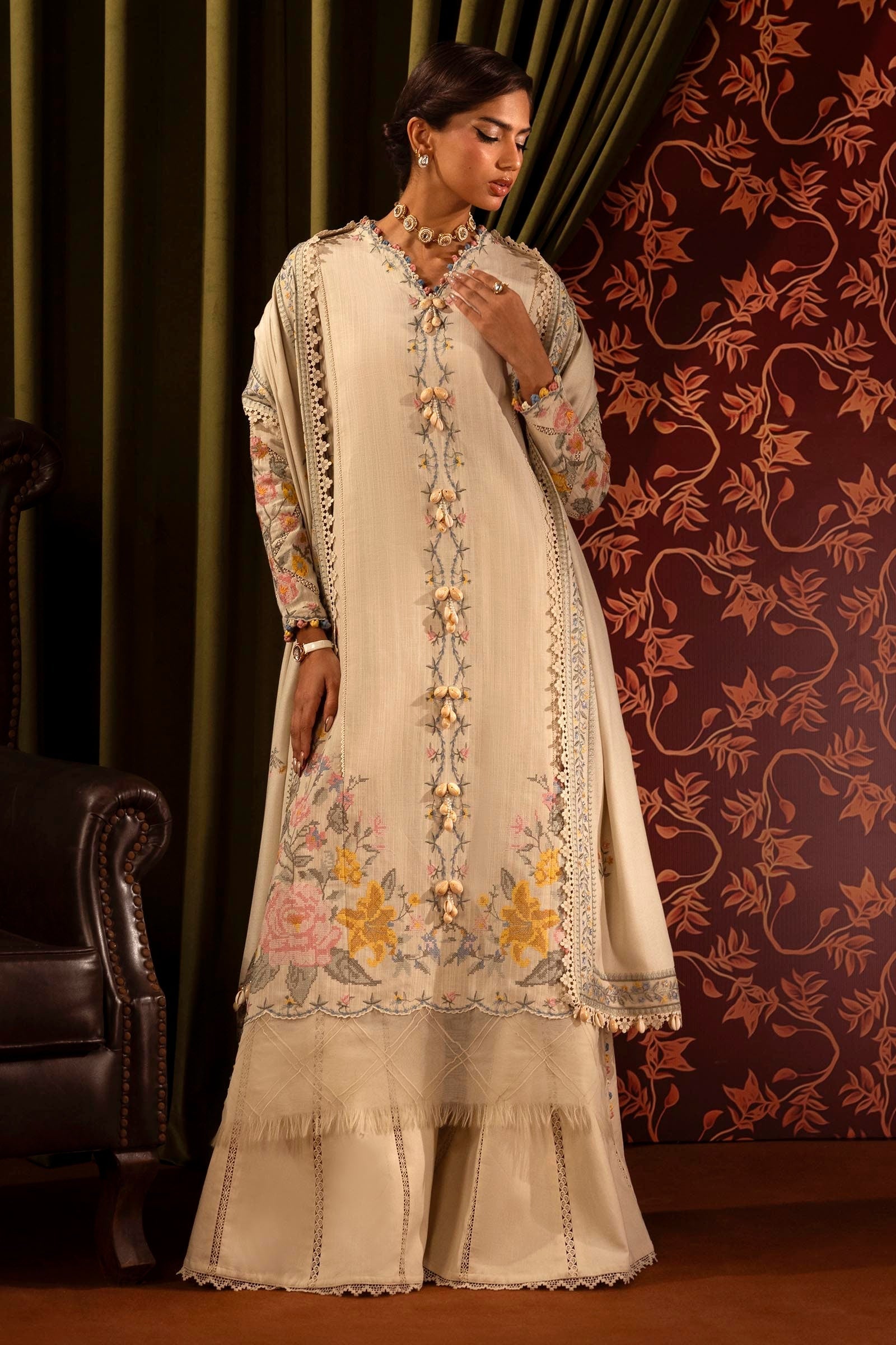 Sana Safinaz | Muzlin Winter 2024 | M243-013A-3CP - Official Sana Safinaz stockist in UK - Sakeena London
