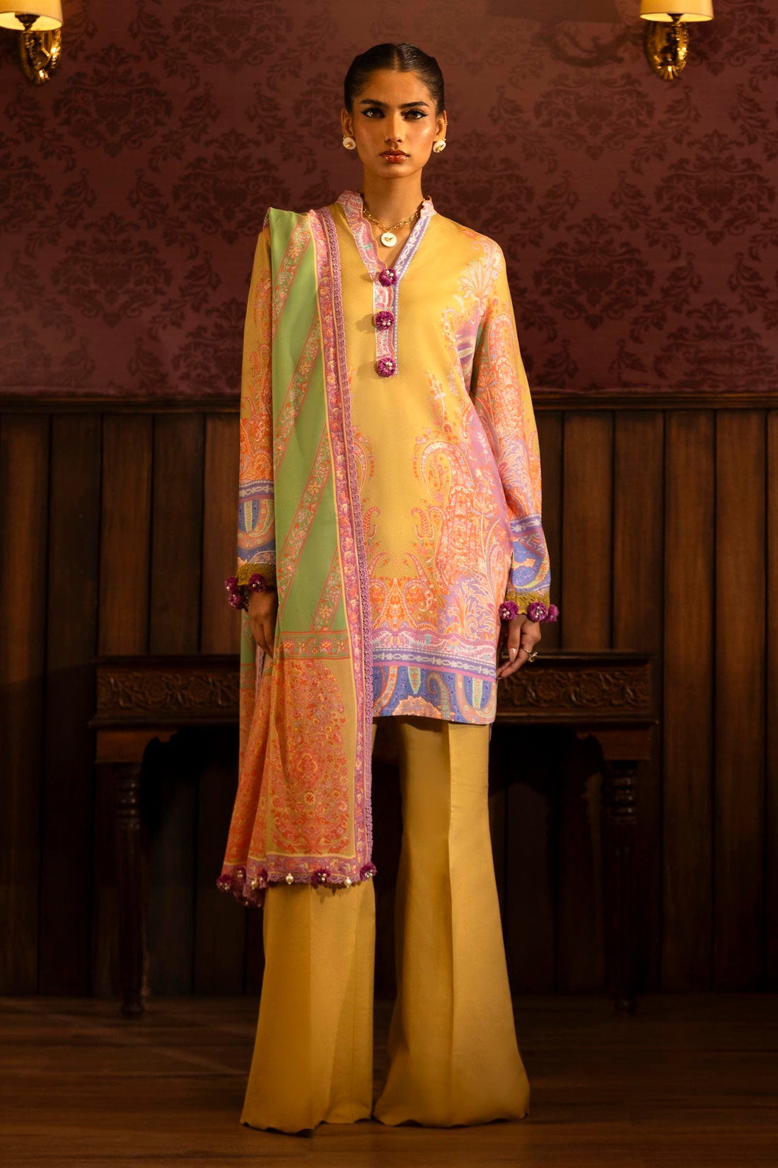 Sana Safinaz | Muzlin Winter 2024 | M243-016A-3DB - Official Sana Safinaz stockist in UK - Sakeena London