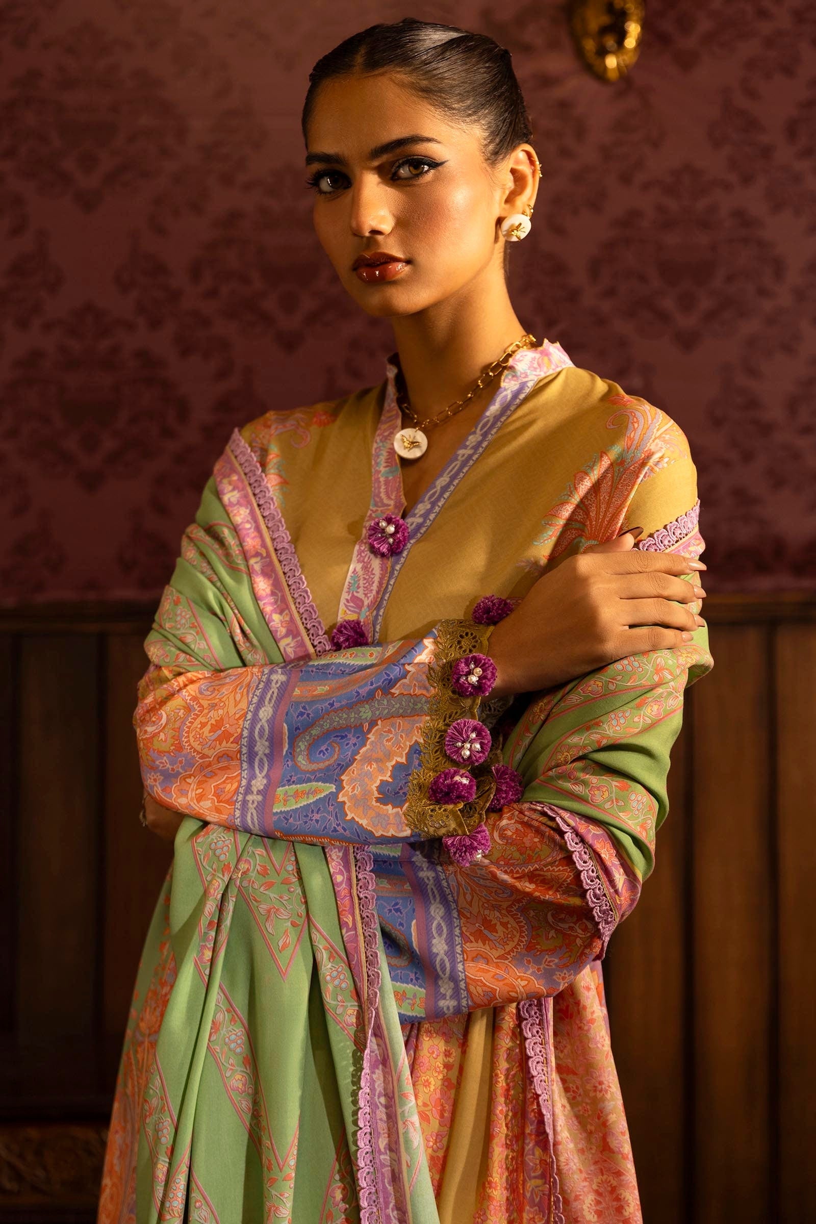 Sana Safinaz | Muzlin Winter 2024 | M243-016A-3DB - Official Sana Safinaz stockist in UK - Sakeena London