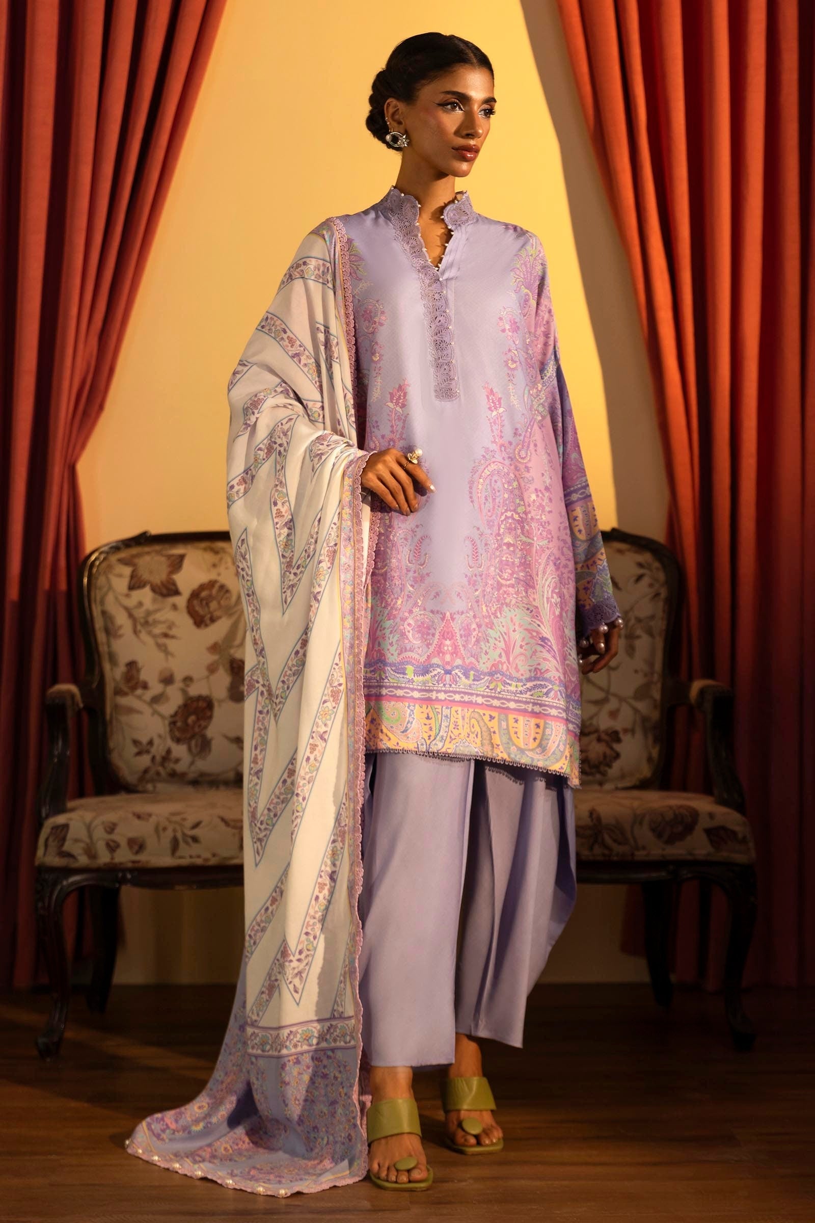 Sana Safinaz | Muzlin Winter 2024 | M243-016B-3DB - Official Sana Safinaz stockist in UK - Sakeena London