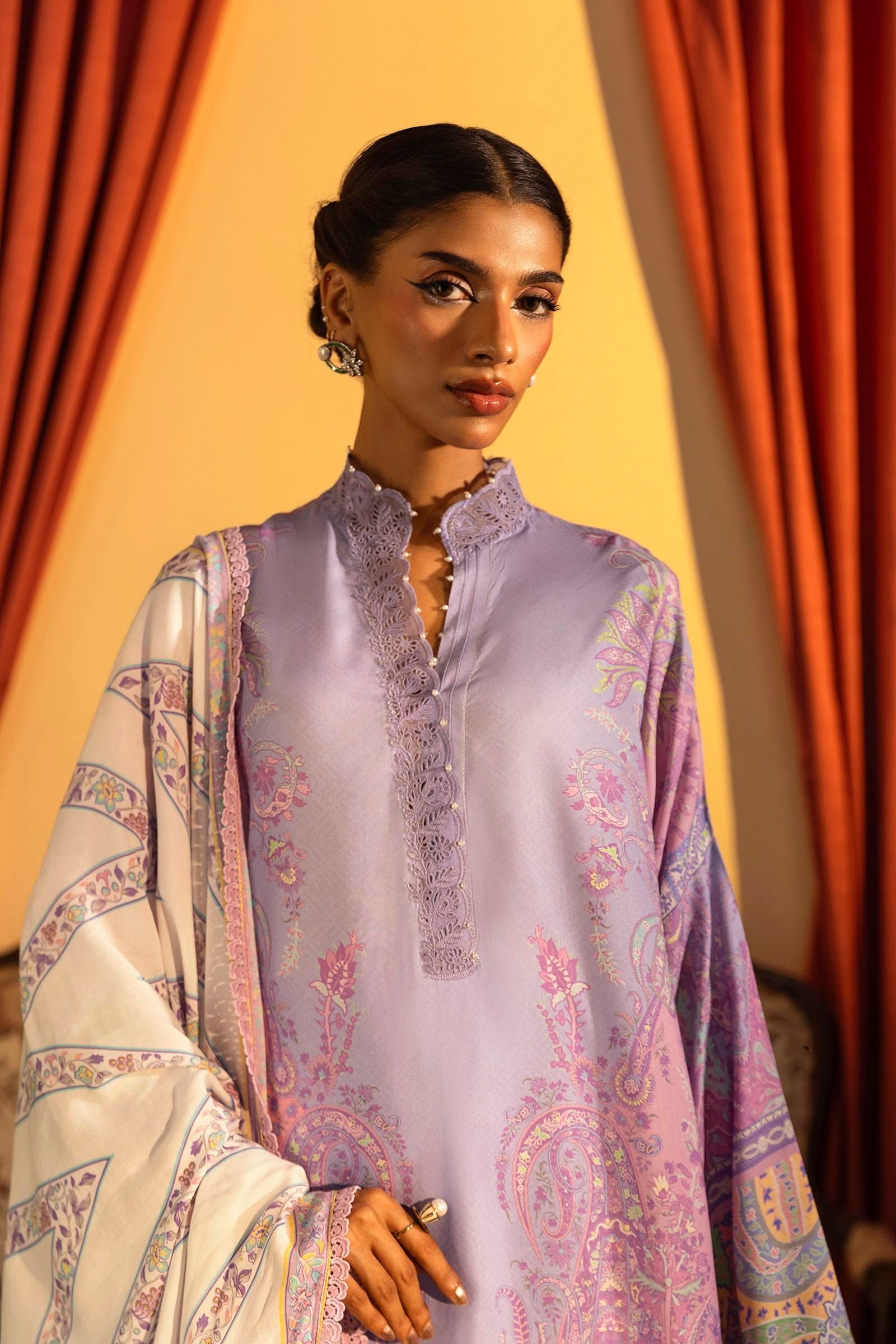 Sana Safinaz | Muzlin Winter 2024 | M243-016B-3DB - Official Sana Safinaz stockist in UK - Sakeena London