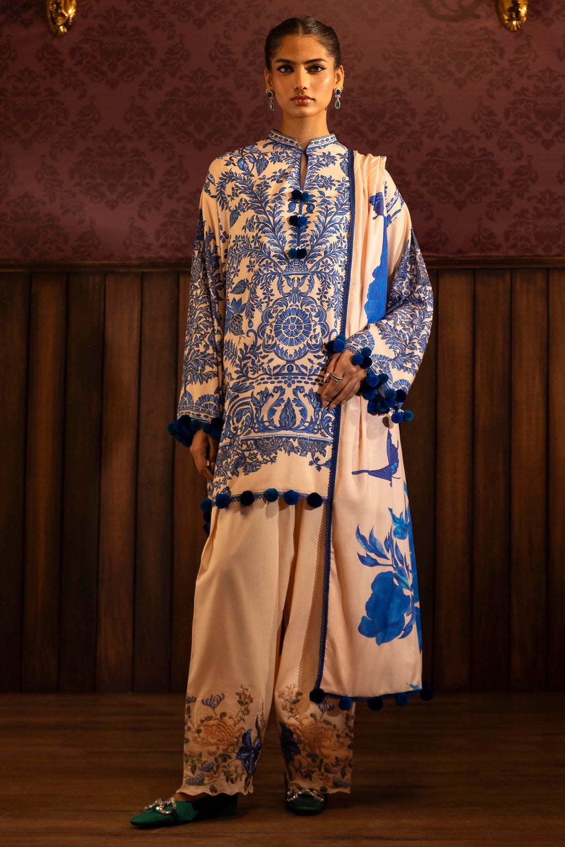 Sana Safinaz | Muzlin Winter 2024 | M243-019B-3DB - Official Sana Safinaz stockist in UK - Sakeena London