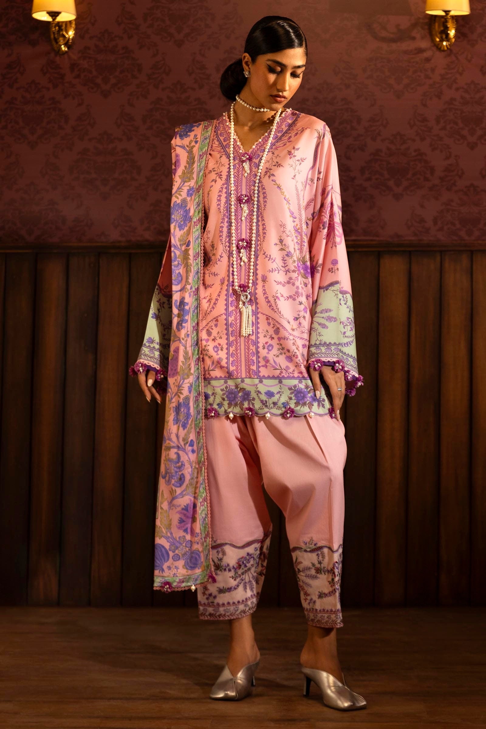 Sana Safinaz | Muzlin Winter 2024 | M243-021A-3DB - Official Sana Safinaz stockist in UK - Sakeena London