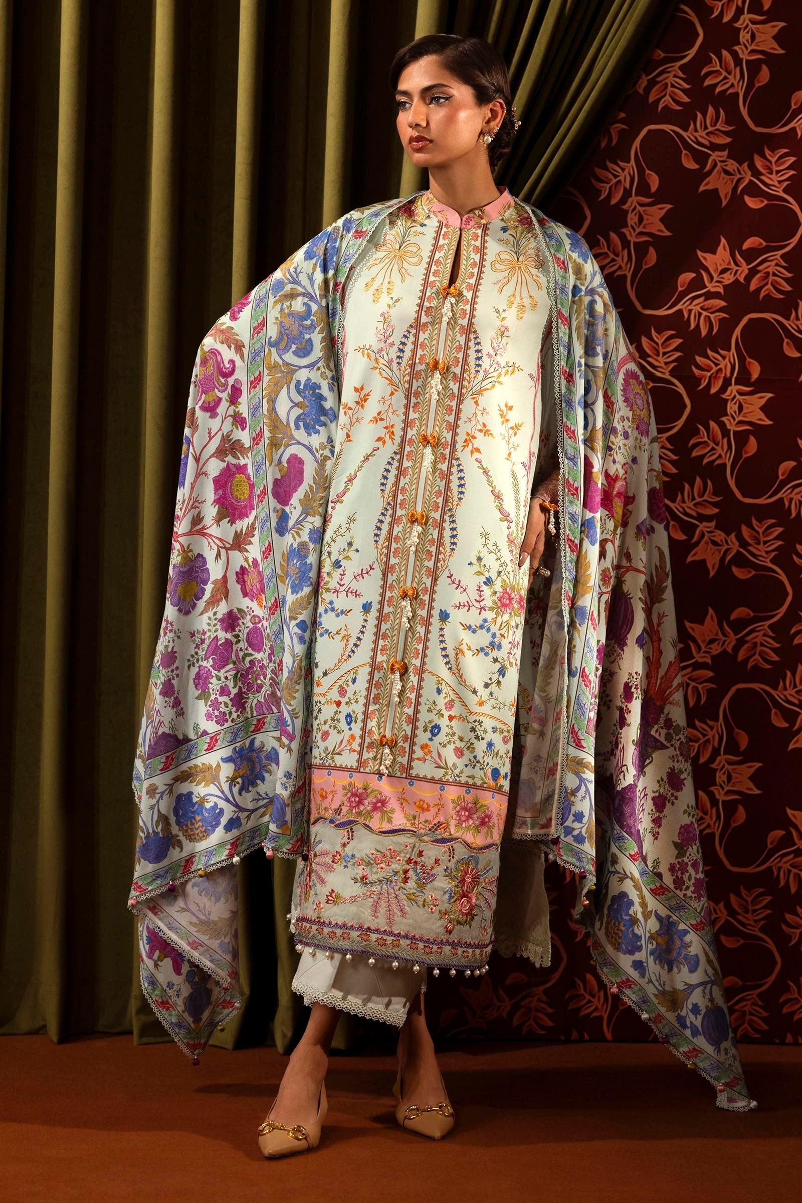 Sana Safinaz | Muzlin Winter 2024 | M243-021B-3DB - Official Sana Safinaz stockist in UK - Sakeena London