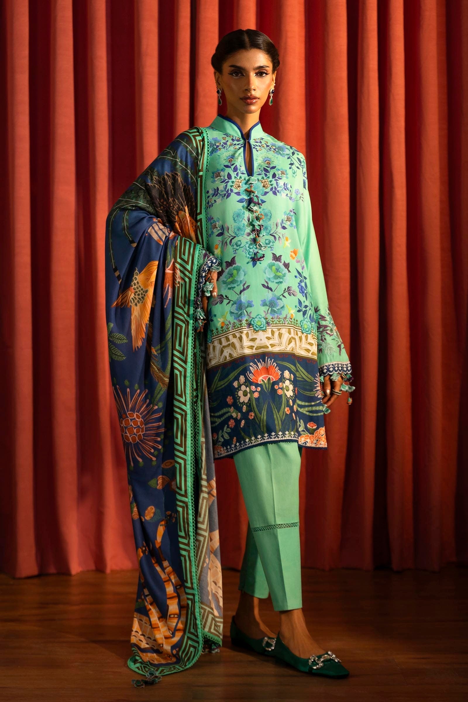 Sana Safinaz | Muzlin Winter 2024 | M243-022A-3DB - Official Sana Safinaz stockist in UK - Sakeena London