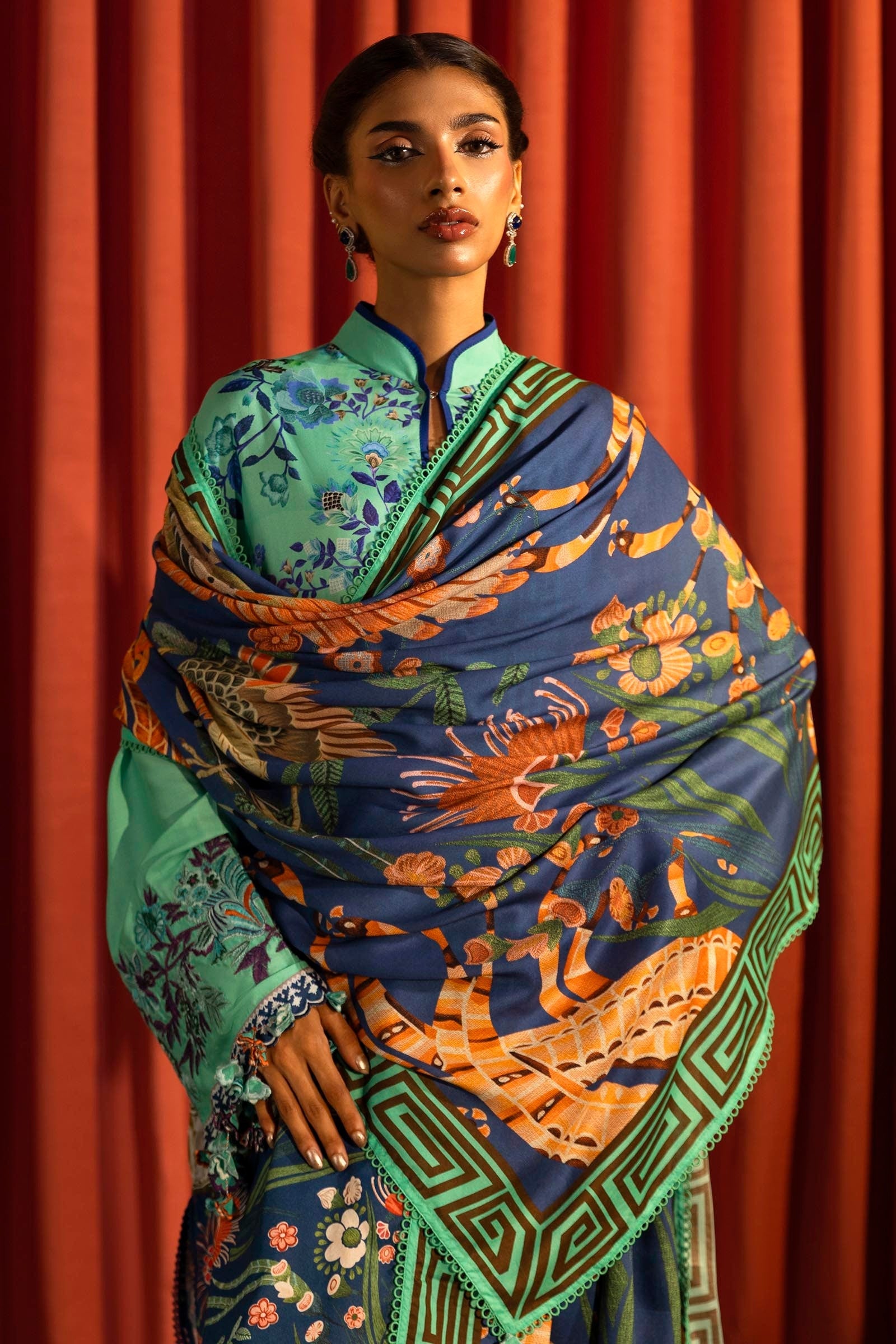 Sana Safinaz | Muzlin Winter 2024 | M243-022A-3DB - Official Sana Safinaz stockist in UK - Sakeena London