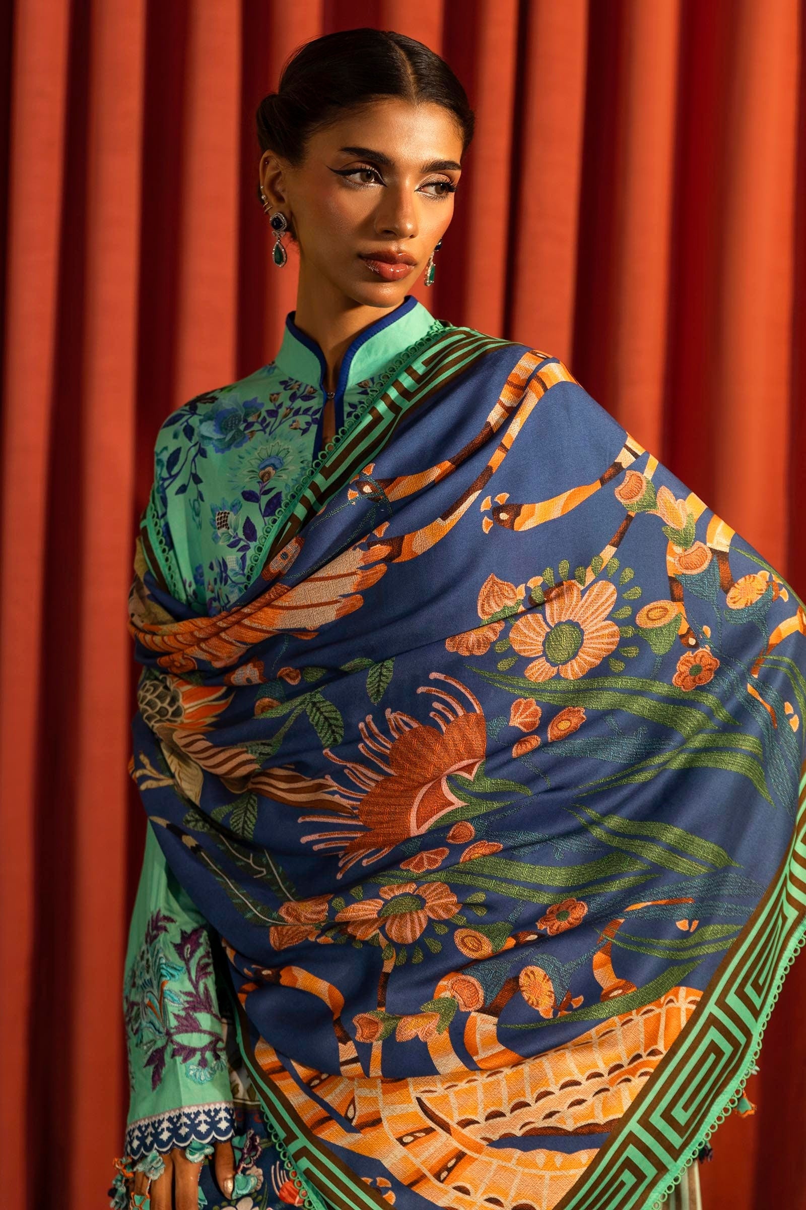 Sana Safinaz | Muzlin Winter 2024 | M243-022A-3DB - Official Sana Safinaz stockist in UK - Sakeena London