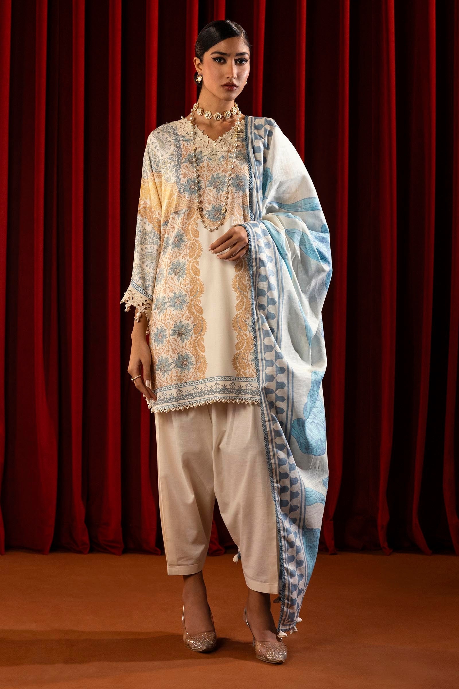 Sana Safinaz | Muzlin Winter 2024 | M243-023A-3CQ - Official Sana Safinaz stockist in UK - Sakeena London