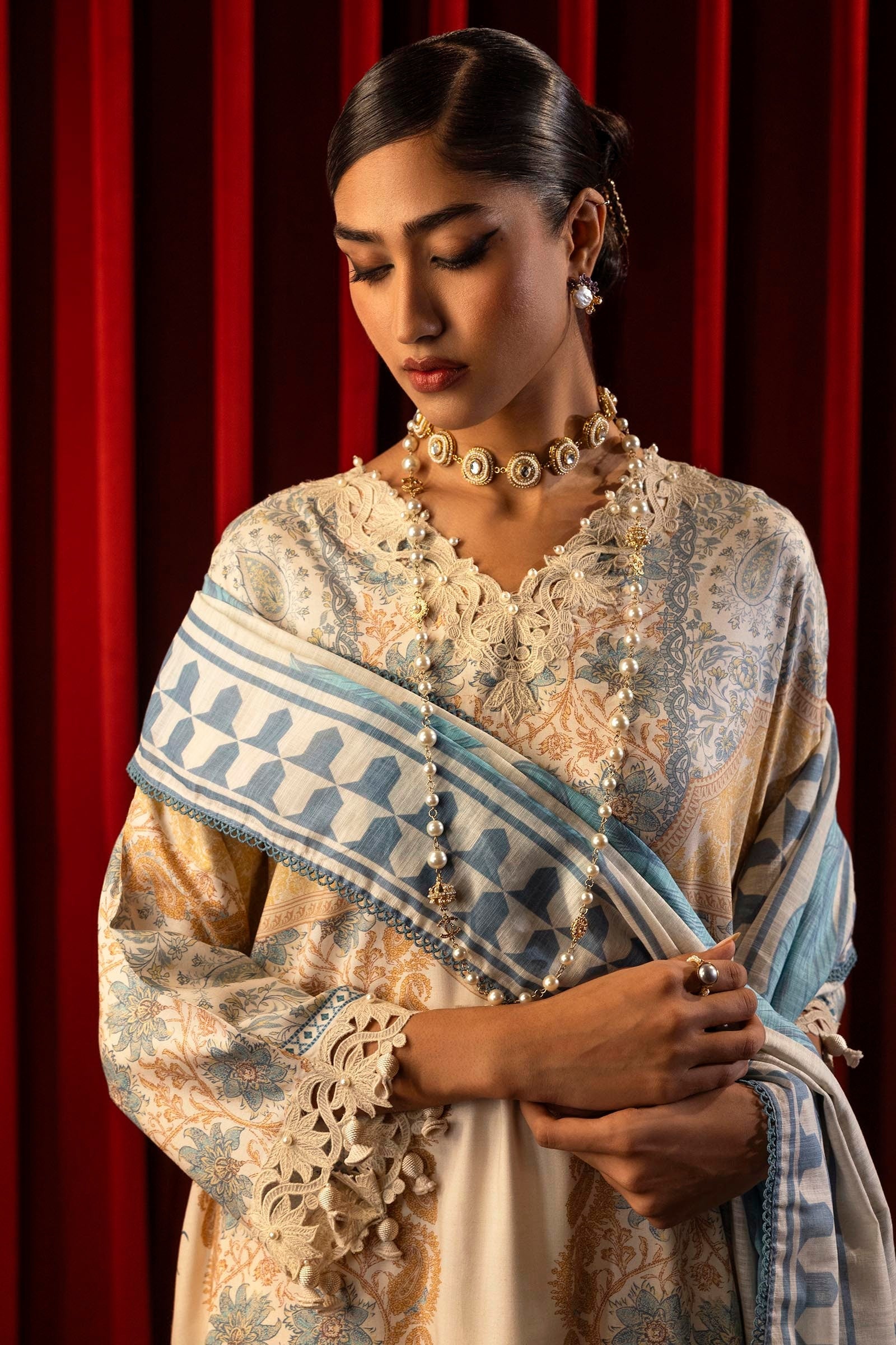 Sana Safinaz | Muzlin Winter 2024 | M243-023A-3CQ - Official Sana Safinaz stockist in UK - Sakeena London