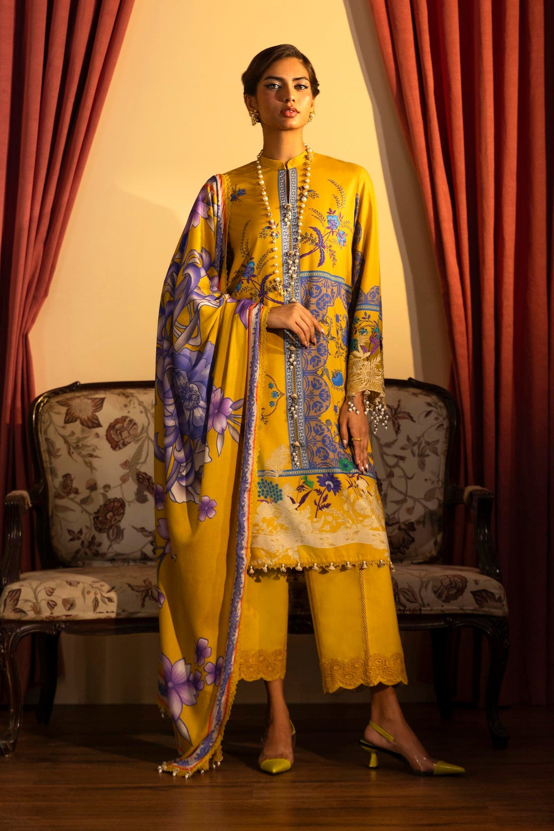 Sana Safinaz | Muzlin Winter 2024 | M243-022B-3DB - Official Sana Safinaz stockist in UK - Sakeena London