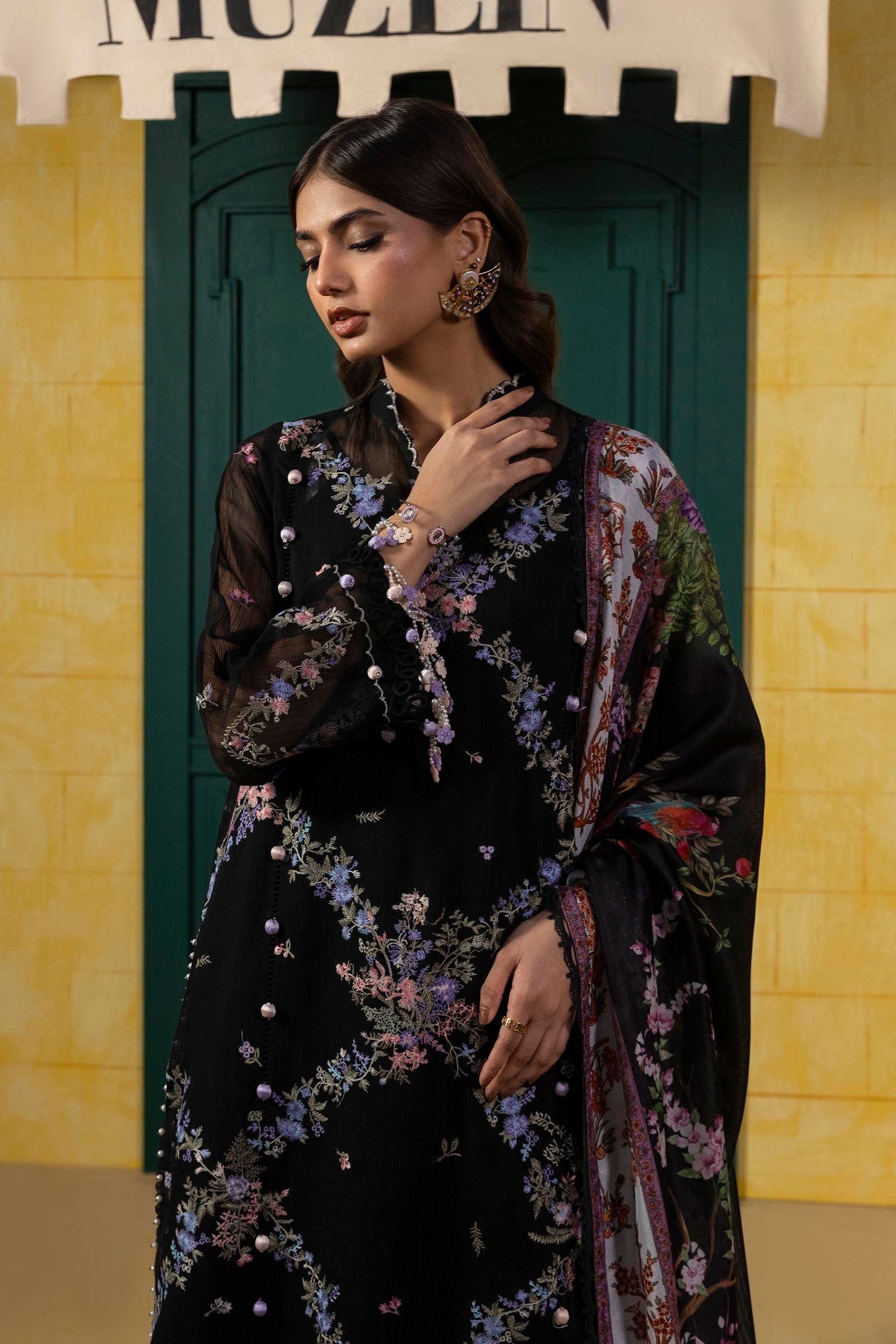 Sana Safinaz | Muzlin Spring 25 | M251-002B-3CV - Official Sana Safinaz stockist in UK - Sakeena London