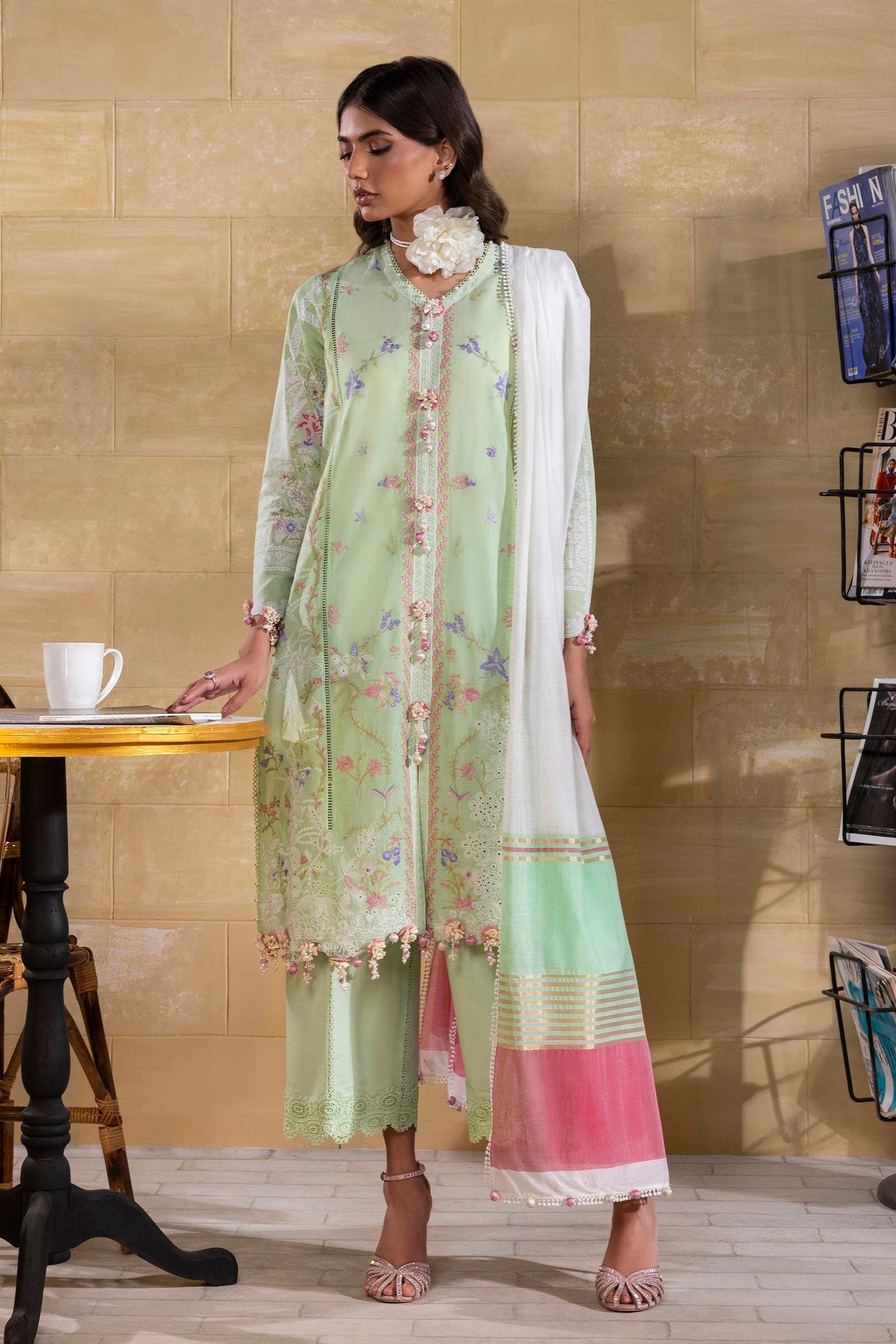 Sana Safinaz | Muzlin Spring 25 | M251-008A-3DG - Official Sana Safinaz stockist in UK - Sakeena London