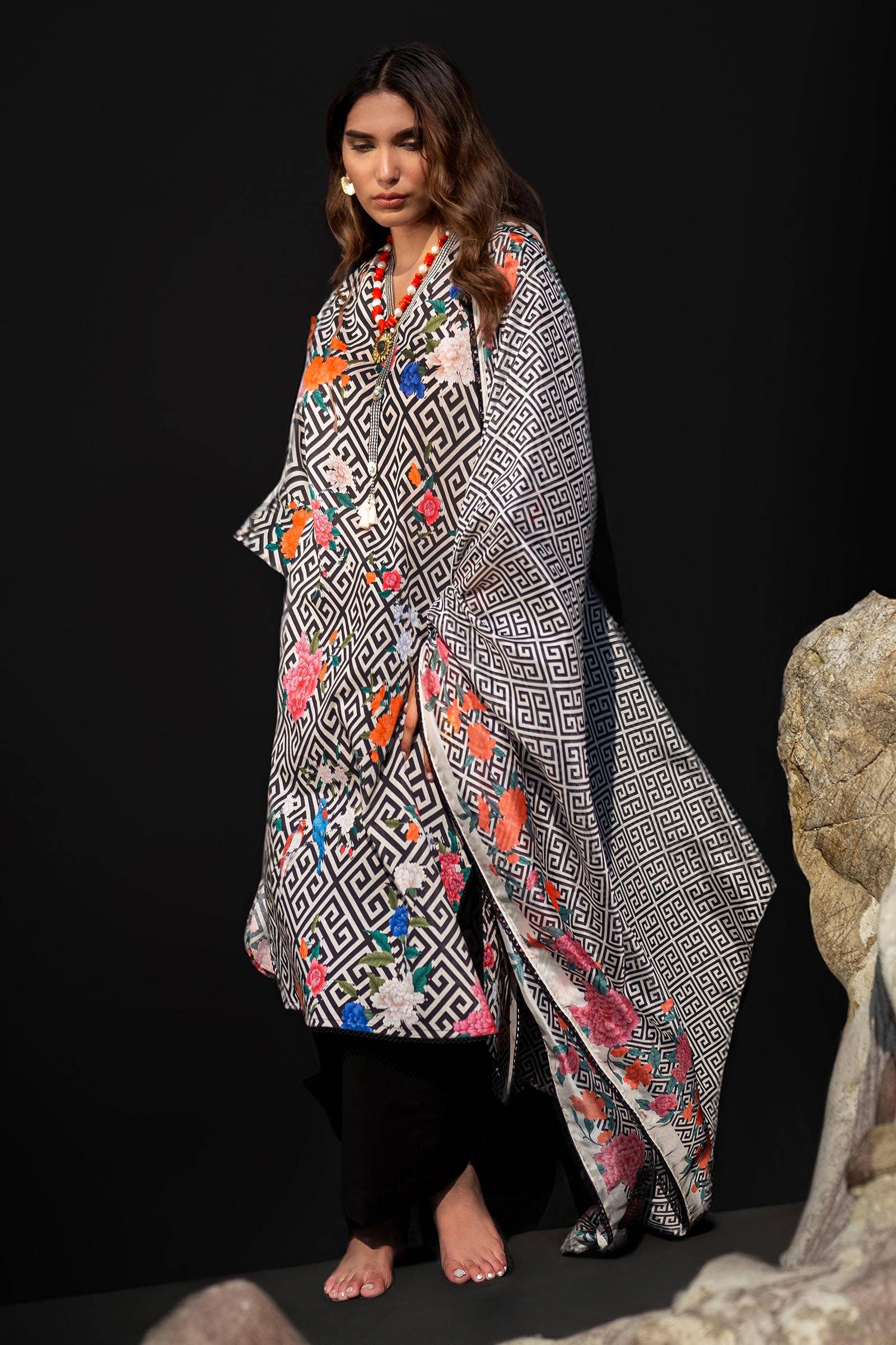 Sana Safinaz | Mahay Spring 24 | H241-013A-2BK - Official Sana Safinaz stockist in UK - Sakeena London