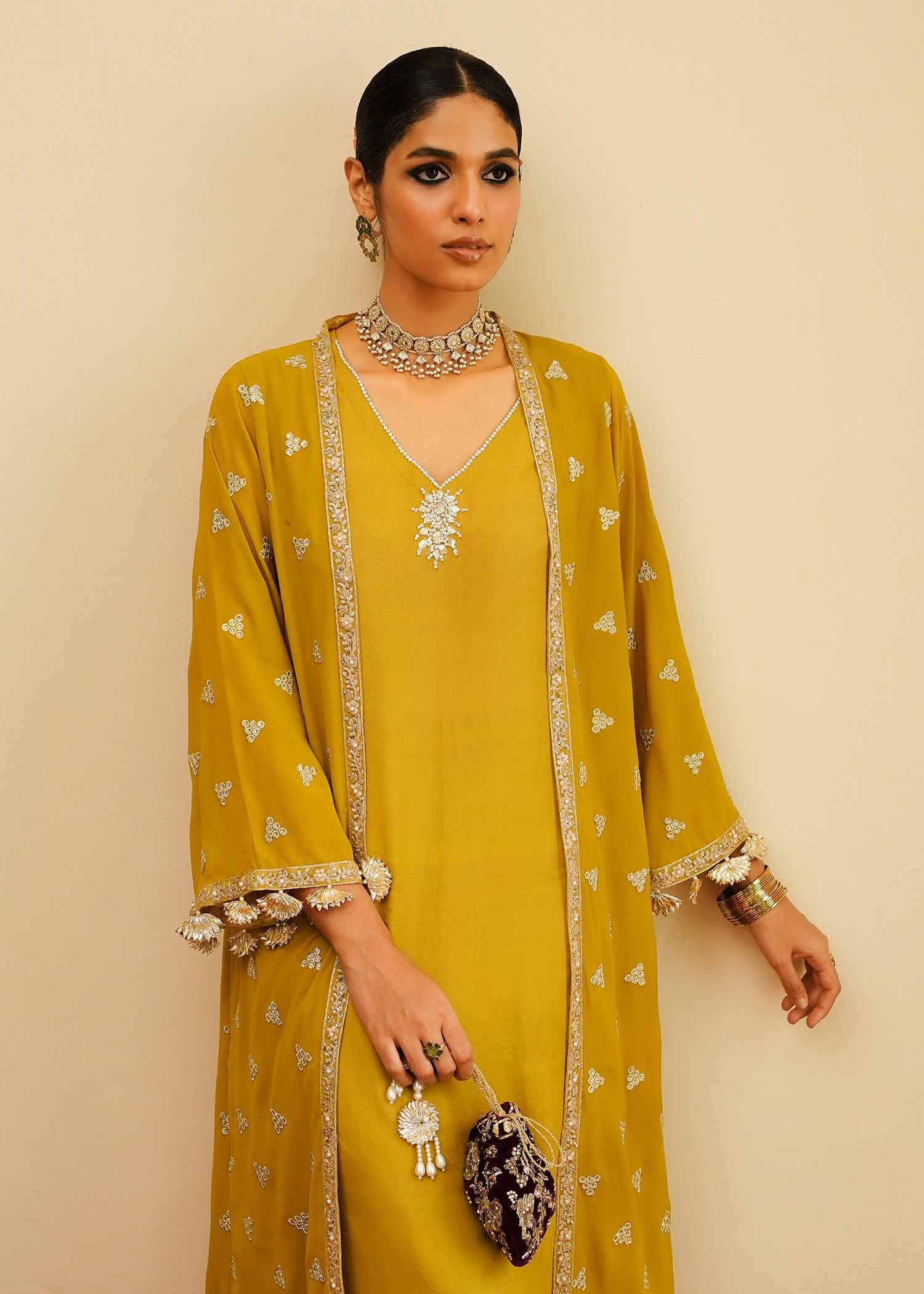 Mahgul | Eid Edit 2024 | Mustard Shine - Official Mahgul stockist in UK - Sakeena London