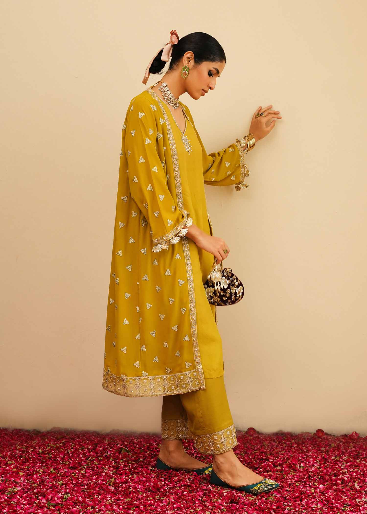 Mahgul | Eid Edit 2024 | Mustard Shine - Official Mahgul stockist in UK - Sakeena London