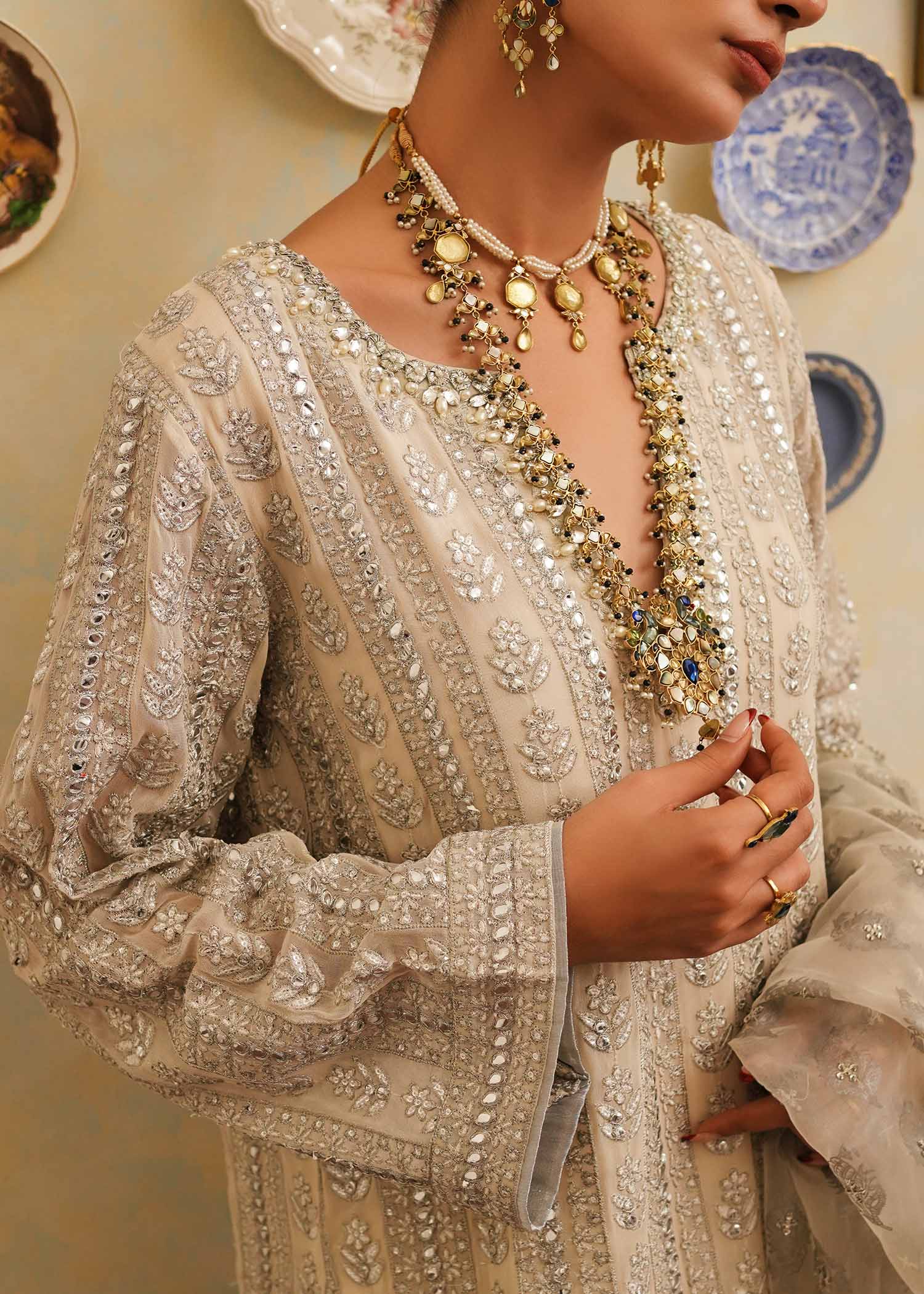 Mahgul | Eid Edit 2024 | Crushed Silver - Official Mahgul stockist in UK - Sakeena London