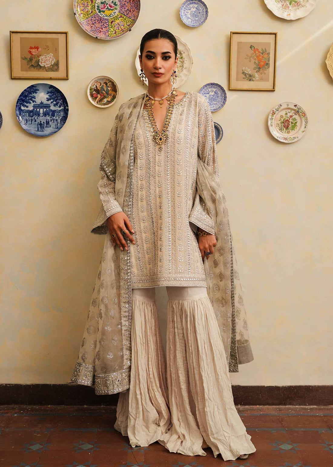 Mahgul | Eid Edit 2024 | Crushed Silver - Official Mahgul stockist in UK - Sakeena London