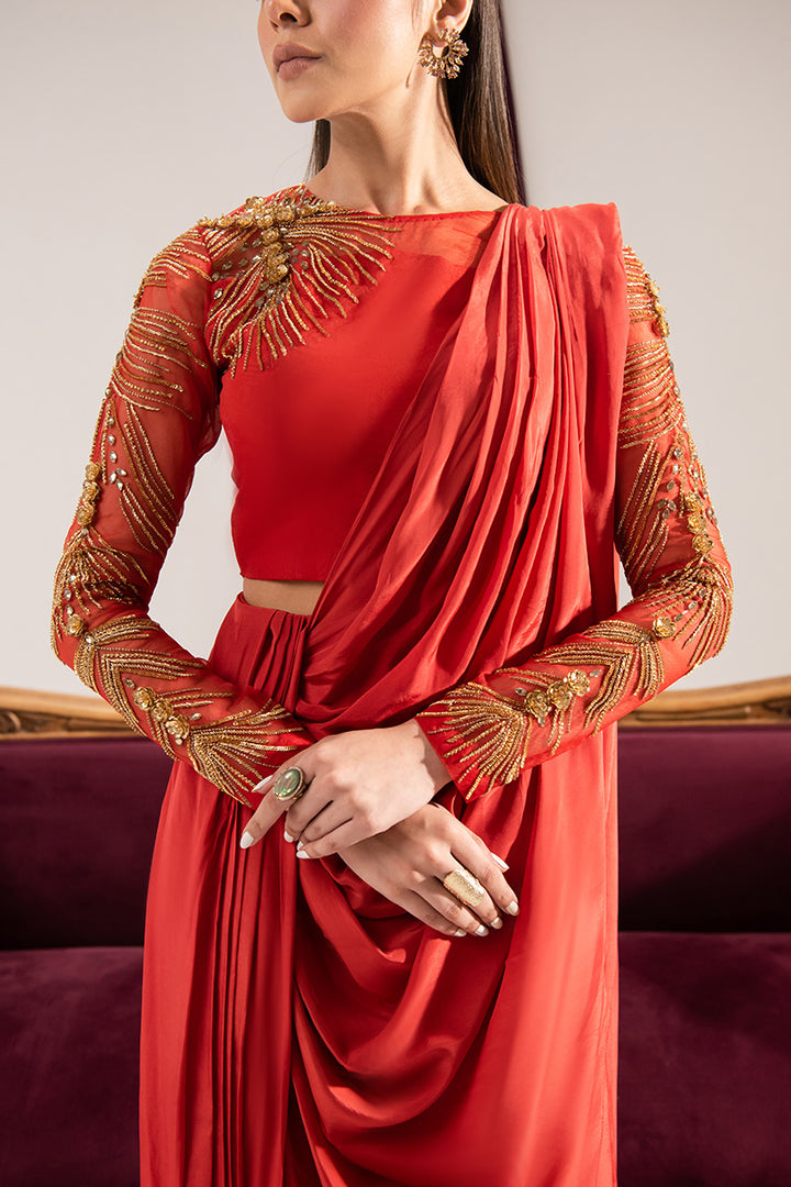 Maria Osama Khan | Tiffany Formals | Carnelian - Official Maria Osama Khan stockist in UK - Sakeena London