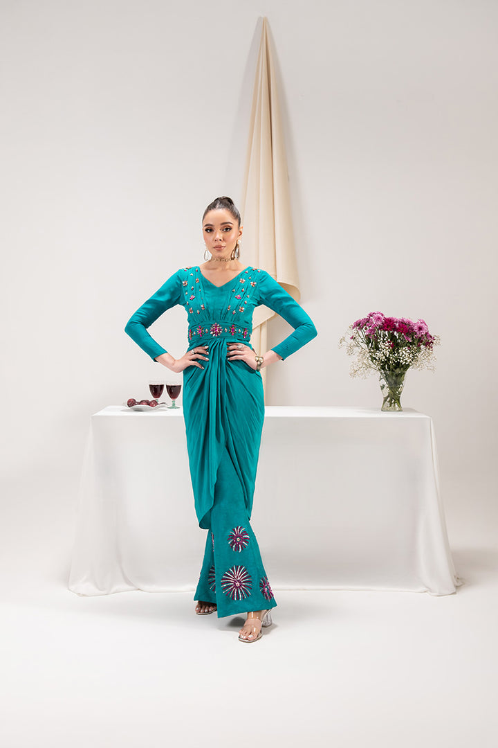 Maria Osama Khan | Tiffany Formals | Aquamarine - Official Maria Osama Khan stockist in UK - Sakeena London