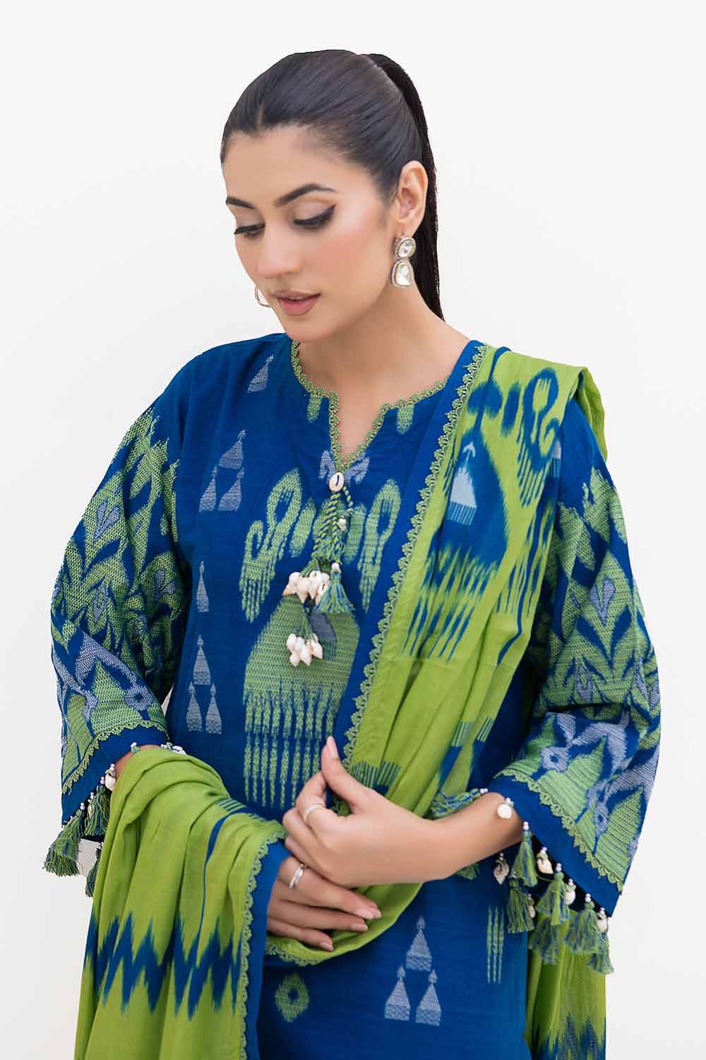 Gul Ahmed | Winter Collection 24 | Cotton Net Dupatta MJ-42053 - Official Gul Ahmed stockist in UK - Sakeena London