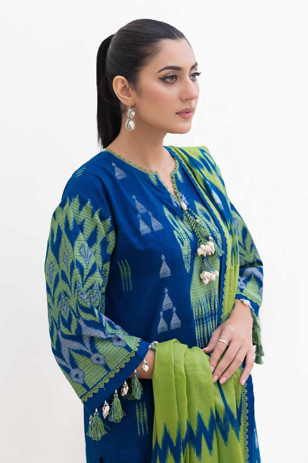 Gul Ahmed | Winter Collection 24 | Cotton Net Dupatta MJ-42053 - Official Gul Ahmed stockist in UK - Sakeena London
