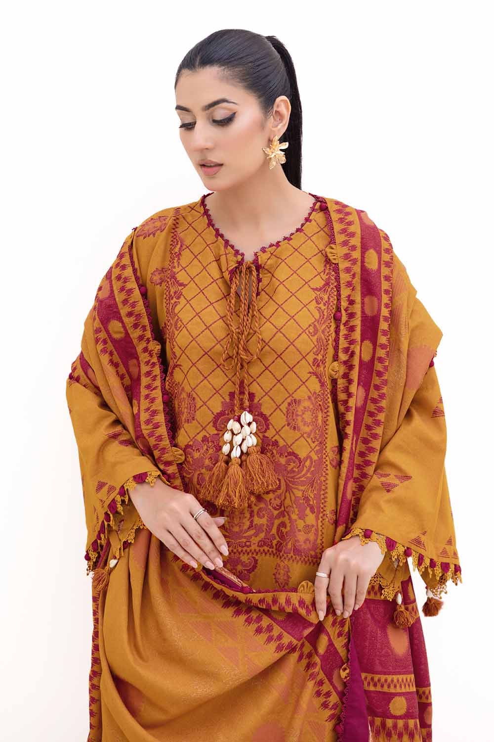Gul Ahmed | Winter Collection 24 | Jacquard Suit MJ-42054 - Official Gul Ahmed stockist in UK - Sakeena London