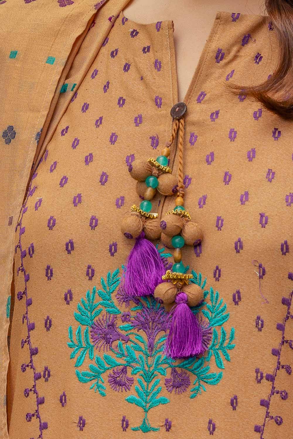 Gul Ahmed | Winter Collection 24 | Karandi Suit with Jacquard Dupatta MJ-42057 - Official Gul Ahmed stockist in UK - Sakeena London