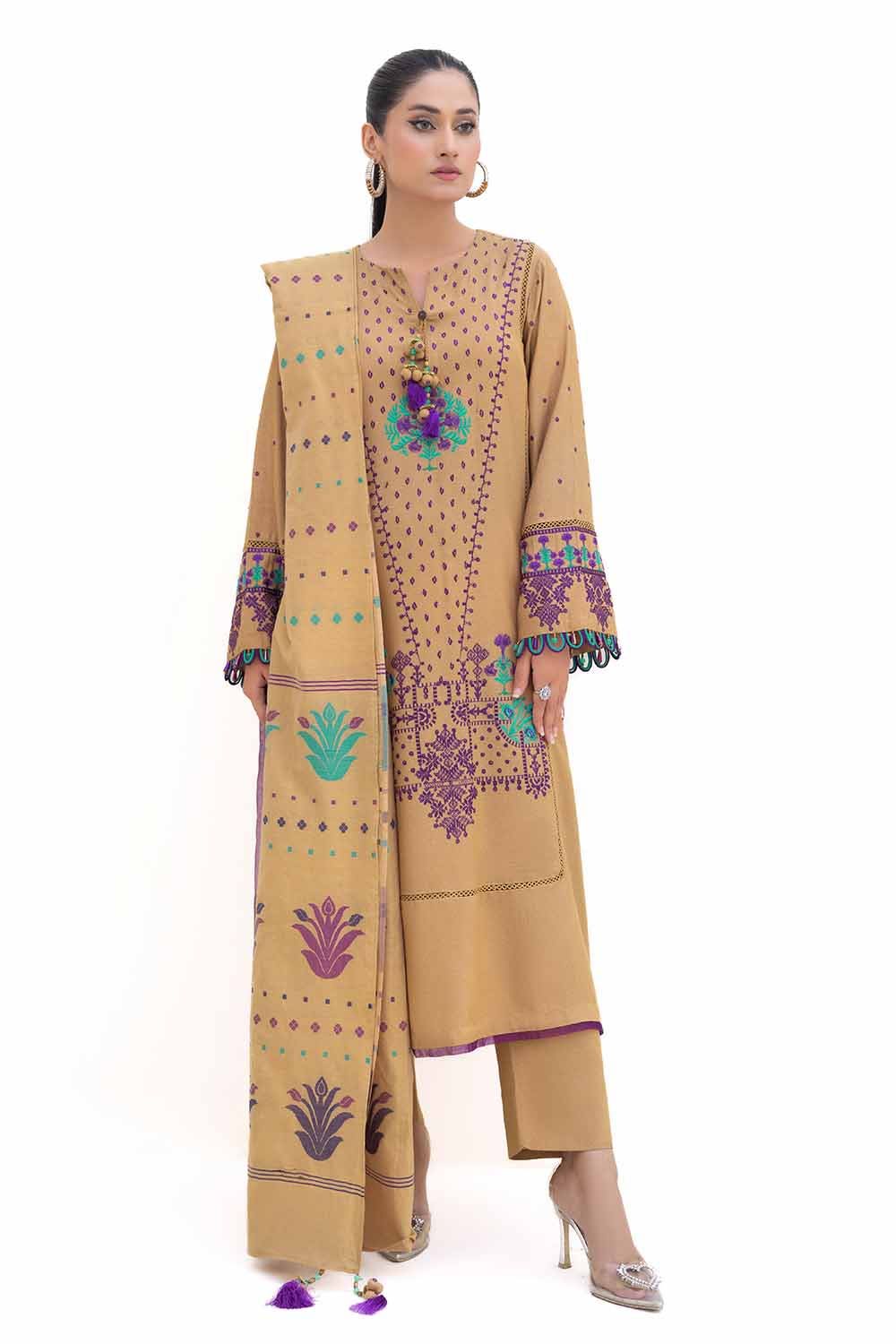 Gul Ahmed | Winter Collection 24 | Karandi Suit with Jacquard Dupatta MJ-42057 - Official Gul Ahmed stockist in UK - Sakeena London