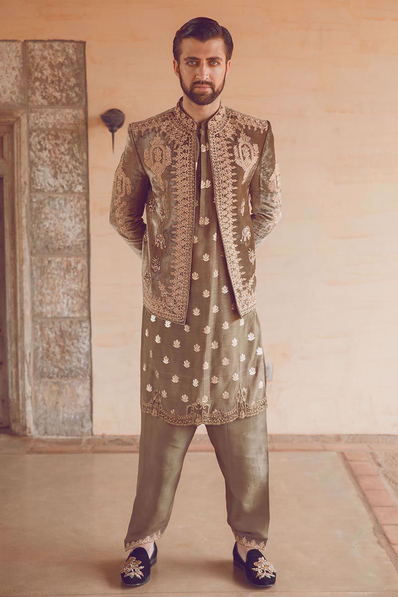 Pakistani Menswear | MNR-ANTIQUE GOLD - Official Sakeena London Ltd. stockist in UK - Sakeena London