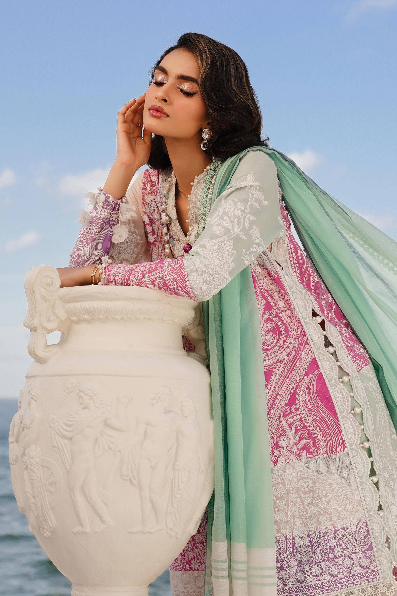 Sana Safinaz | Muzlin Spring 24 | M241-015B-DG - Official Sana Safinaz stockist in UK - Sakeena London