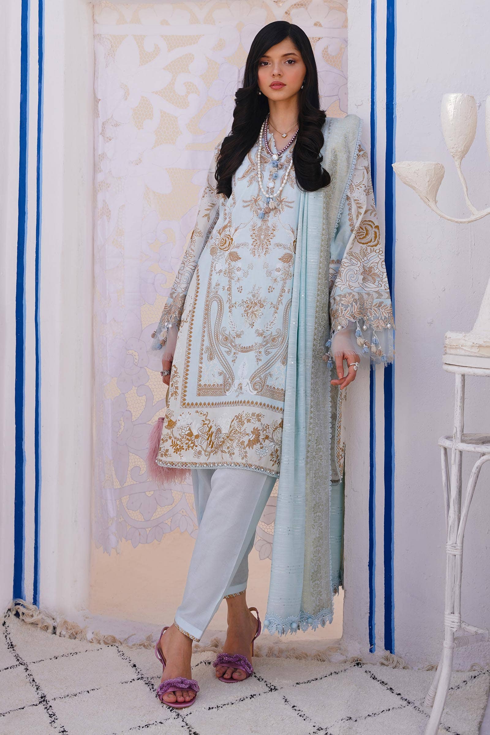Sana Safinaz | Muzlin Spring 24 | M241-018B-CM - Official Sana Safinaz stockist in UK - Sakeena London